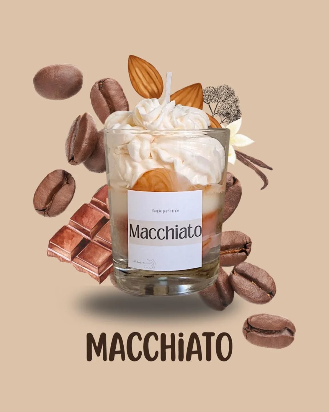 Macchiato marie la force du café noir à la chaleur du patchouli pour une ouverture intense et envoûtante. Au cœur, la douceur des gousses de vanille et de la poudre d’amande s’invite, apportant une touche crémeuse et gourmande. En fond, le bois de santal et l’ambre minéral enveloppent la fragrance d’un sillage sensuel et réconfortant.
Un parfum qui célèbre la gourmandise avec élégance, entre caractère et féminité.