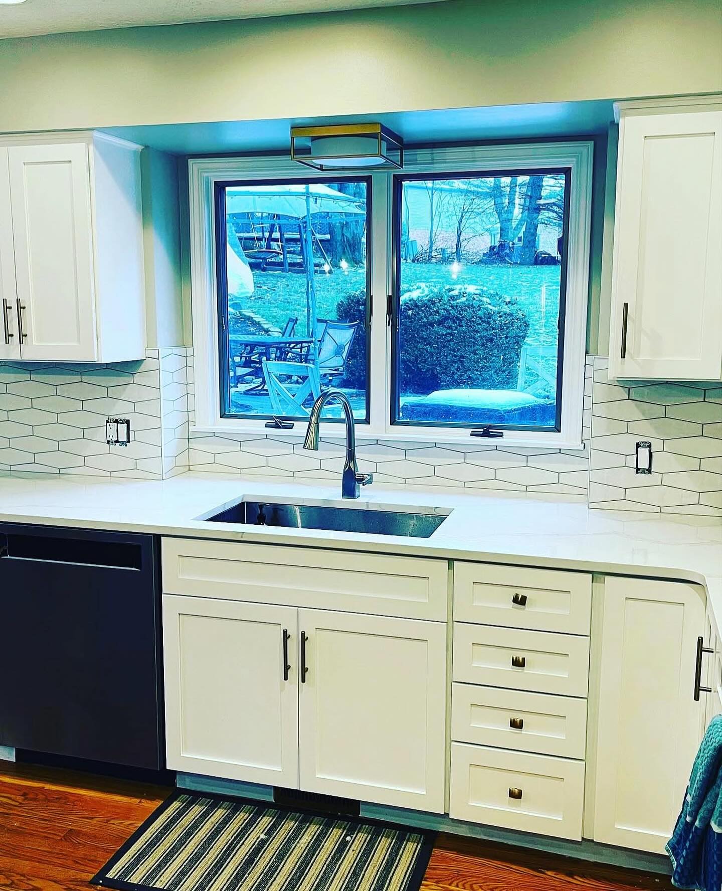 This backsplash shows how you can take a simple project and turn it into something special. From something as easy as moving the tile on its side, you can make your kitchen stand out.