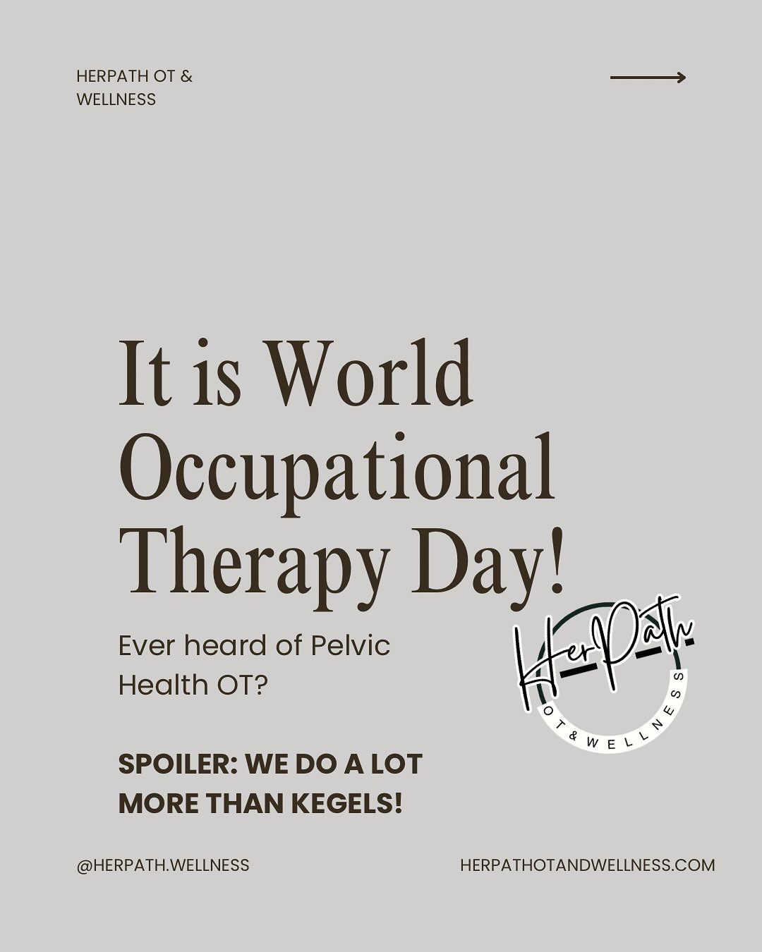 Happy World Occupational Therapy Day! 🌍✨
Pelvic health OTs help bridge the gap between medical care and real life — guiding people to move, lift, laugh, and live confidently in their bodies again. From postpartum recovery to pelvic pain, from bladder leaks to body awareness, we help you reconnect with your body’s rhythm and restore function where it matters most.
Here’s to all the OTs helping others find their path back to strength, connection, and joy — one breath and one movement at a time.
#WorldOTDay #PelvicHealthOT #HerPathWellness #OTStrong #OccupationalTherapyMonth #PelvicFloorHealth #PostpartumHealing #womenshealthot
