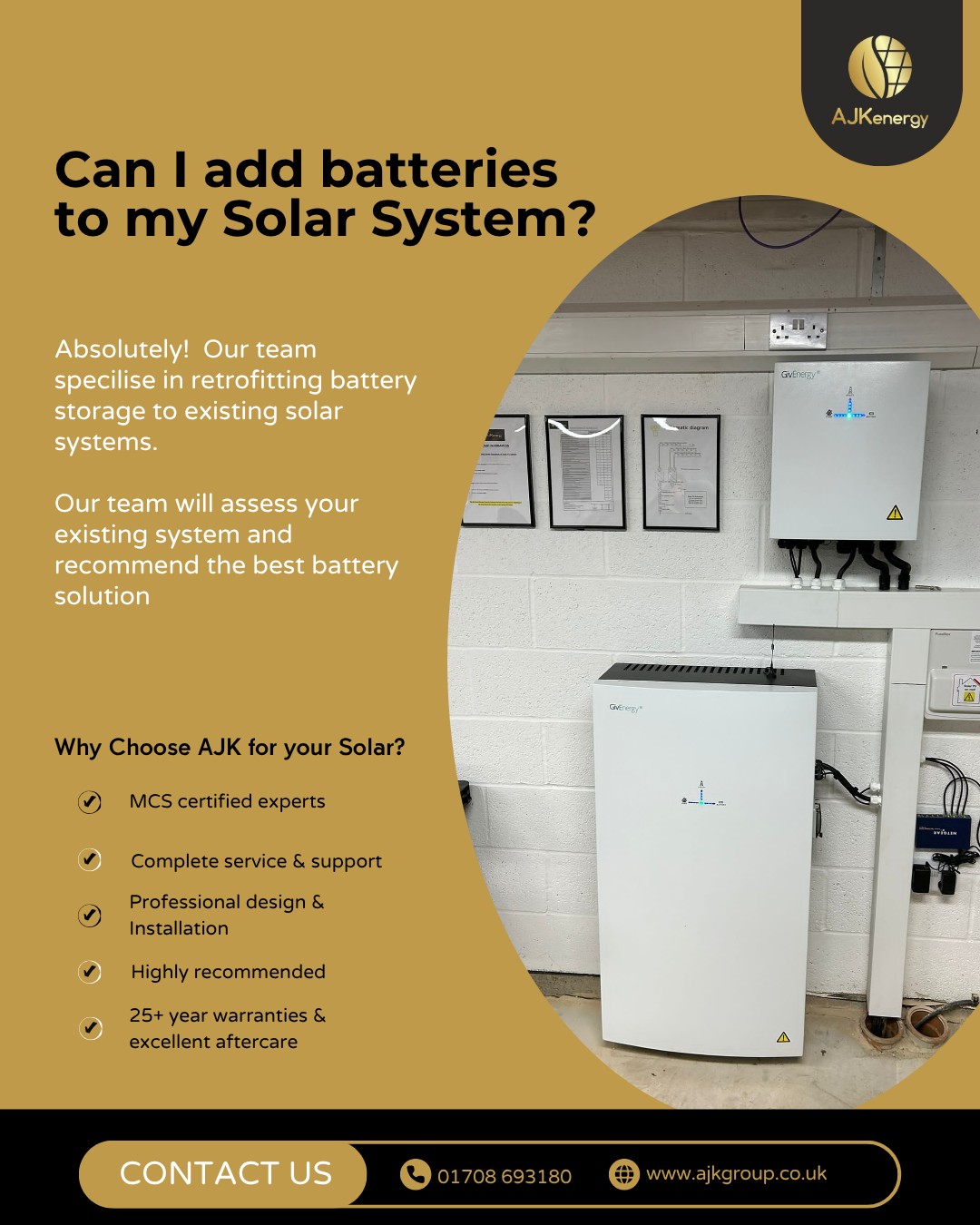 Already have solar panels? You can still add battery storage! ☀️🔋
Our team specialises in retrofitting battery systems to existing solar installations - giving you emergency backup power and maximising your solar investment.
We'll assess your current setup and recommend the perfect battery solution for your home.
✅ MCS certified experts
✅ Complete service & support
✅ Professional design & installation
✅ 25+ year warranties
Ready to upgrade your solar system? Get in touch today! 👇
📞 01708 693180
🌐 www.ajkgroup.co.uk
#SolarBatteries #BatteryStorage #SolarRetrofit #AJKEnergy #EssexSolar #RomfordSolar #EmergencyPower #SolarUpgrade #RenewableEnergy #EastLondon