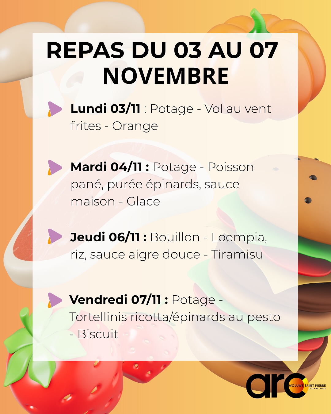 Le menu du mois de novembre est enfin là ! 🧡
Préparez vos papilles — ce mois-ci, notre cantine vous propose des plats réconfortants, des saveurs d’automne et quelques nouveautés à découvrir.
🥕 Au programme :
✨ Soupes maison et plats mijotés pour affronter le froid;
🍝 Plats gourmands réalisés dans nos cuisines et salades fraîches;
🍎 Desserts de saison et surprises sucrées chaque semaine
📅 Découvrez le menu complet affiché au réfectoire et sur nos réseaux.
Bon appétit à toutes et à tous ! 😋
#CantineScolaire #MenuNovembre #VieAuLycée #BonAppétit #SaveursDAutomne