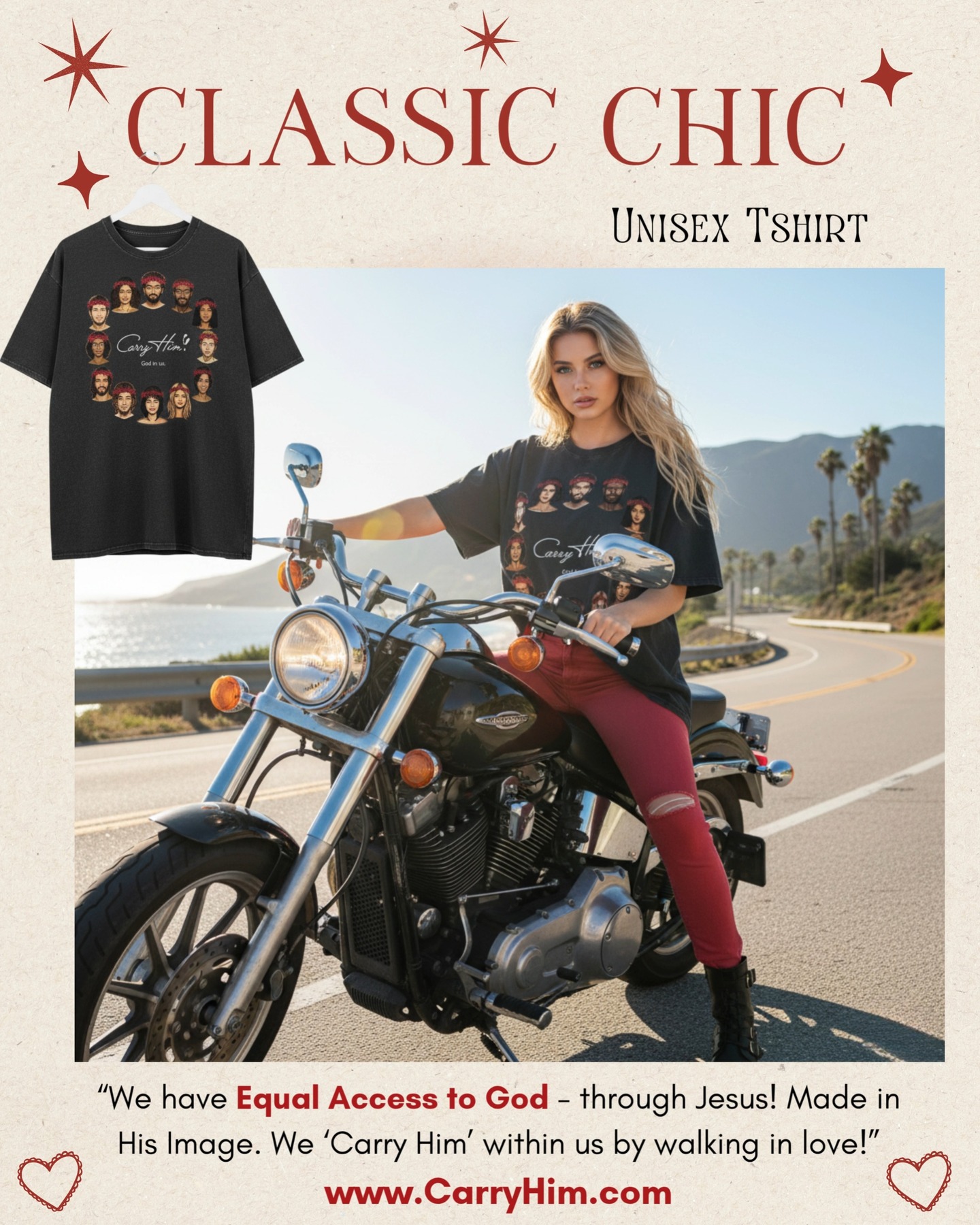 CARRY HIM APPAREL | CIRCLE OF UNITY | PANGEA LOVE ✨🌎
Across every nation and culture—His love is being recognized on all the earth. 🙌🏾
Through Carry Him, we celebrate what unites us:
❤️ One God.
✝️ One Savior.
🌍 One love that reaches us all.
We all have equal access to God through Jesus.
He’s not limited by color, language, or land—He’s limitless in love.
Jesus is about love—and He shares that love freely with every one of us. 💛
And the best part?
God is the only Perfect Father, which means…we all have a perfect Father.
Let’s walk in unity.
Let’s walk in love.
Let’s Carry Him. ✨
🛒 Shop the movement → www.CarryHim.com
#CarryHim #PangeaLove #CircleOfUnity #EqualAccessToGod #FaithFashion #ChristianApparel #GodInUs #WalkInLove #OneGodOneWorld #LoveAndCulture #artist