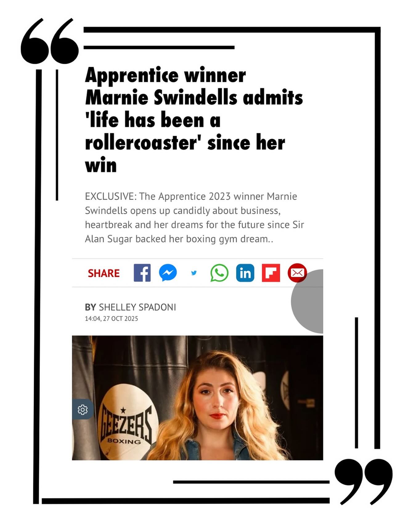 We’ve very proud of our @marnieswindells for sharing her story with @ok_mag and @dailymirror
A big thank you to @shelleyspadoni for the great piece.