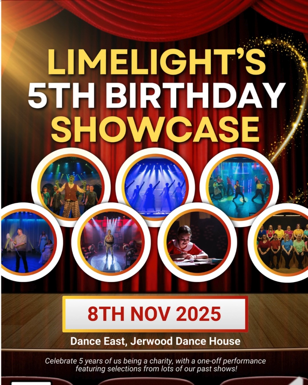🎉✨ It's Show Week! ✨🎉
We’re thrilled to announce the cast for the upcoming Limelight Performers 5th Birthday Showcase — happening this Saturday at DanceEast!
Over 65 talented performers will take to the stage in a spectacular celebration of the past five years of Limelight magic. Expect show-stopping numbers from our 10 most recent productions:
📚 Matilda Jr
🛸 Return to the Forbidden Planet
🐉 Shrek Jr
🎶 A Grand Night For Singing
👑 SIX: Teen Edition
🧡 Annie Jr
🎤 Limelight Community Ensemble
⏰ 9 to 5
🗞 Newsies Jr
🐘 Seussical Jr
Get ready for an evening of incredible performances, powerful voices, and boundless energy — as our wonderful casts past and present come together to shine! 🌟
🗓 Date: Saturday 8 November
🕖 Time: 7:00 PM
🎟 Tickets: www.danceeast.co.uk/performances/limelight-performers-5th-birthday-showcase/
Let’s make this a birthday to remember! 🎂👏
#LimelightPerforms #5thBirthday #DanceEast #MusicalTheatre #Showcase #LivePerformance #IpswichEvents