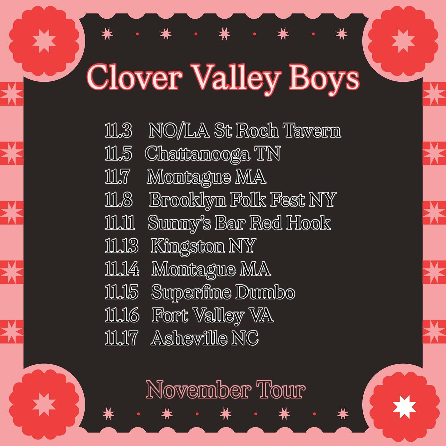 Hitting the road!
All the way from Louisiana to Massachusetts and back again.
UPDATE: Brooklyn Folk Festival date is 11.9