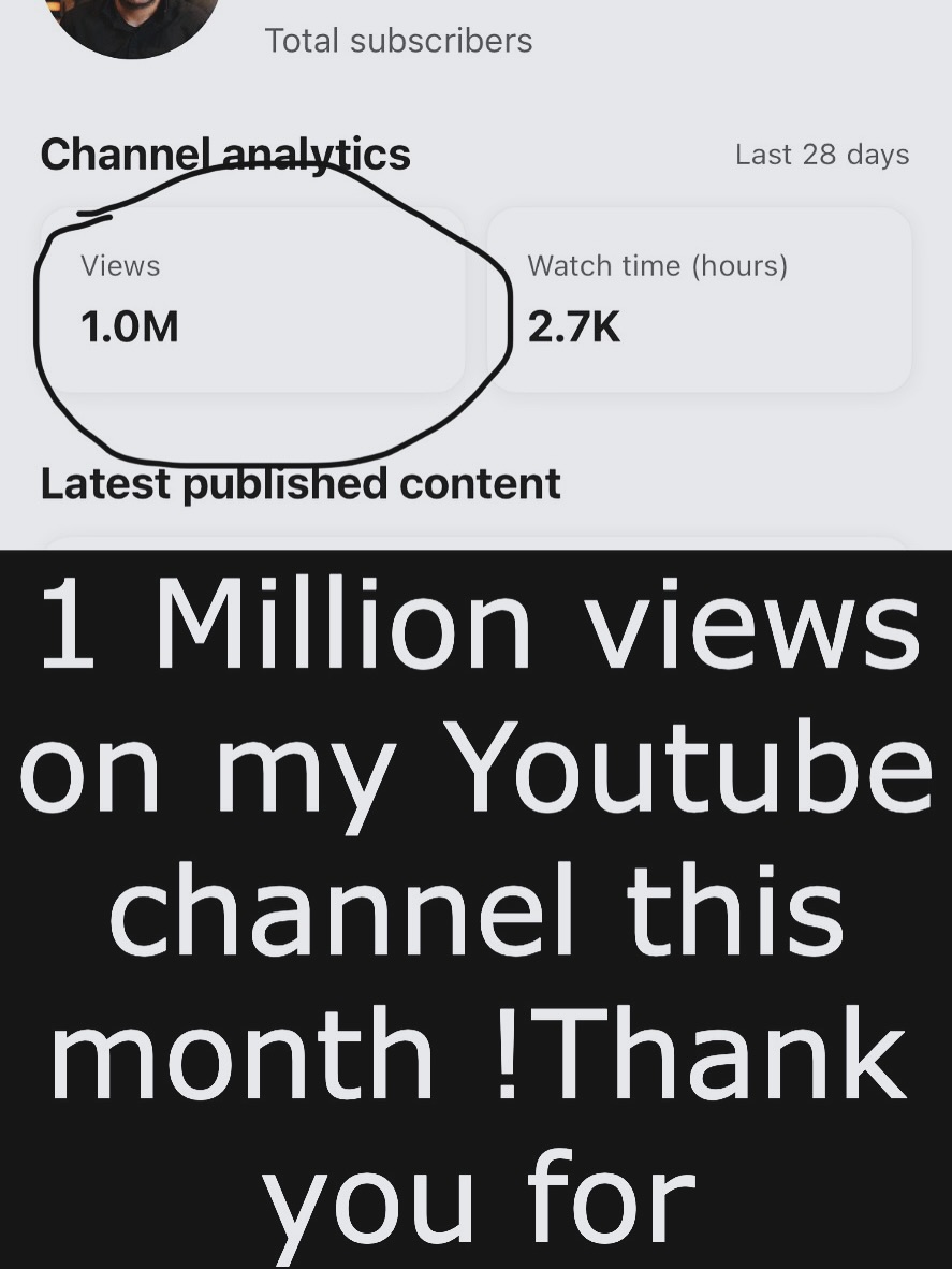 1 million monthly views on Youtube. Not bad…I honestly didn’t see this coming. Huge thank you to @artlist.io for helping direct a big wave of new listeners and viewers my way.
It’s amazing to see how music and visuals can travel so far when the right people believe in your work.
Here’s to more stories, more sessions, and the rest of the creative journey ahead!
#creators #musicproduction #filmmaking #artlist #milestone #gratitude #recordingstudio #contentcreator #independentartist