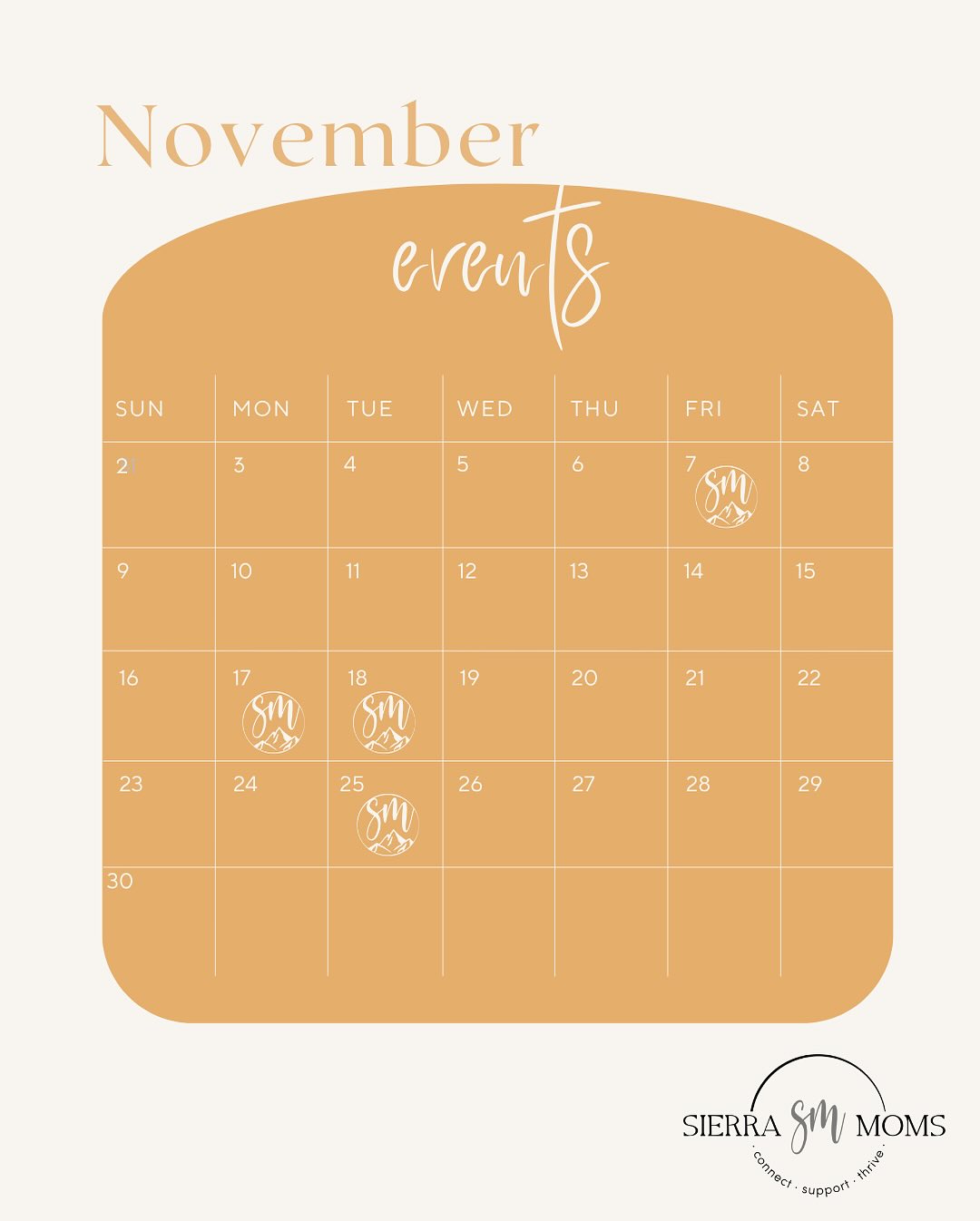 Happy November 🍁🍂 We hope you can join us this month for some fun with the littles or some mama time 🤎