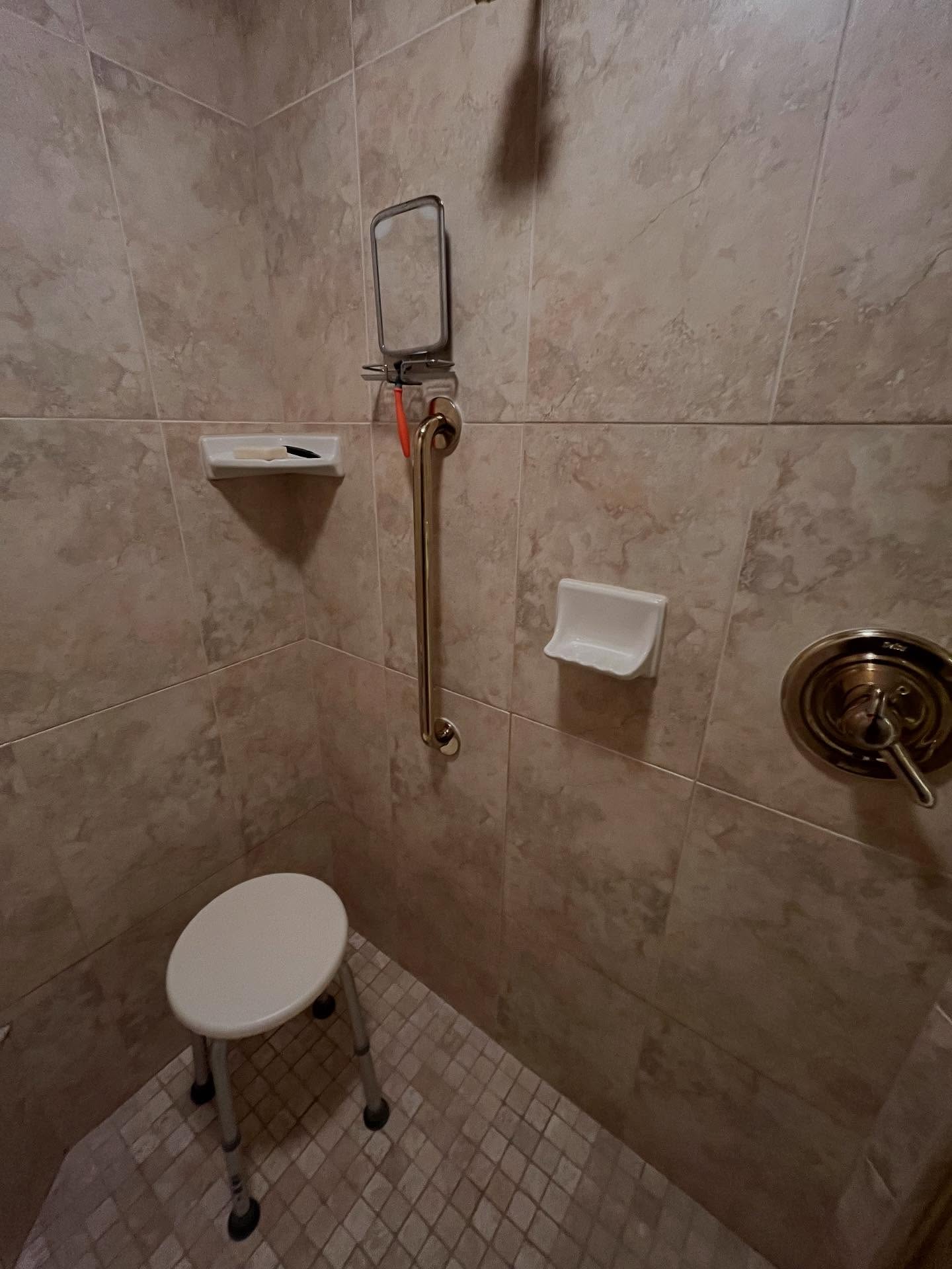 Safety first! Grab bar installation for this shower. #safetyfirst #grabbar #handlebar #handyman