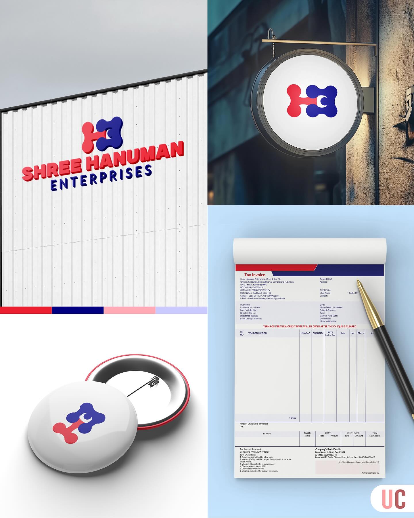 Bold, reliable, and full of energy ⚡
Presenting the new identity for Shree Hanuman Enterprises where precision meets personality.
A dynamic blend of red and blue sets the tone for innovation and trust.
#BrandDesign #LogoDesign #VisualIdentity #BrandReveal #DesignStudio #CreativeBranding #StationeryDesign #UrjaChhedaofficial