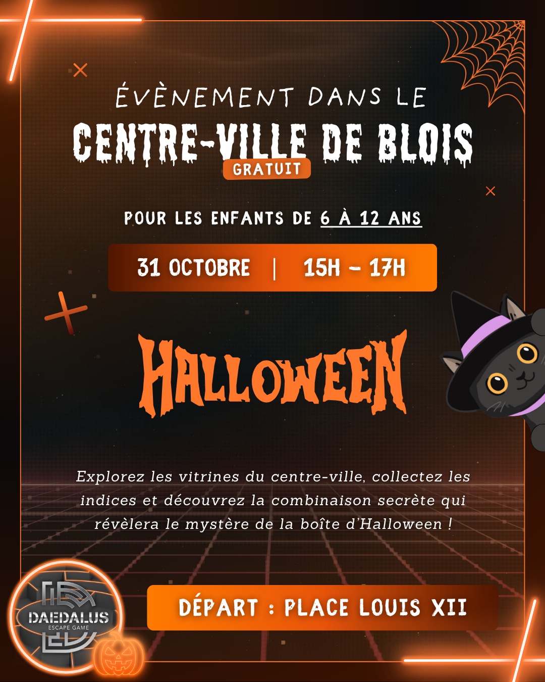 Pour Halloween, une aventure frissonnante attend les enfants dans le centre-ville de Blois !
๐ ๐๐ฒ ๐ฑ๐ฒฬ๐ณ๐ถ : Explorez les vitrines du centre-ville, collectez les indices et dรฉcouvrez la combinaison secrรจte qui rรฉvรจlera le mystรจre de la boรฎte dโHalloween !
๐
Rendez-vous le ๐๐ฒ๐ป๐ฑ๐ฟ๐ฒ๐ฑ๐ถ ๐ฏ๐ญ ๐ผ๐ฐ๐๐ผ๐ฏ๐ฟ๐ฒ de ๐ญ๐ฑ๐ต ๐ฎฬ ๐ญ๐ณ๐ต. Le dรฉpart est lancรฉ sur la ๐ฝ๐น๐ฎ๐ฐ๐ฒ ๐๐ผ๐๐ถ๐ ๐ซ๐๐.
๐ ๐๐๐๐ฒ๐ป๐๐ถ๐ผ๐ป, ๐ฐ๐ฒ๐ ๐ฒฬ๐๐ฒฬ๐ป๐ฒ๐บ๐ฒ๐ป๐ ๐ฒ๐๐ ๐ฟ๐ฒฬ๐๐ฒ๐ฟ๐๐ฒฬ ๐ฎ๐๐
๐ฒ๐ป๐ณ๐ฎ๐ป๐๐ ๐ฑ๐ฒ ๐ฒ ๐ฎฬ ๐ญ๐ฎ ๐ฎ๐ป๐.
๐๐ฐ๐ด๐ต๐ถ๐ฎ๐ฆ๐ด, ๐ค๐ข๐ฑ๐ฆ๐ด ๐ฆ๐ต ๐ค๐ฉ๐ข๐ฑ๐ฆ๐ข๐ถ๐น ๐ฅ๐ฆ ๐ด๐ฐ๐ณ๐ค๐ช๐ฆ๐ณ๐ด ๐ท๐ช๐ท๐ฆ๐ฎ๐ฆ๐ฏ๐ต ๐ค๐ฐ๐ฏ๐ด๐ฆ๐ช๐ญ๐ญ๐ฆฬ๐ด .แ ๐งโโ๏ธ
๐ฃ๐ฎ๐ฟ๐๐ถ๐ฐ๐ถ๐ฝ๐ฎ๐๐ถ๐ผ๐ป ๐ด๐ฟ๐ฎ๐๐๐ถ๐๐ฒ โต
๐ De plus, de nombreux lots sont ร gagner !
๐๐ฆ๐ต ๐ฆฬ๐ท๐ฆฬ๐ฏ๐ฆ๐ฎ๐ฆ๐ฏ๐ต ๐ข ๐ฆฬ๐ต๐ฆฬ ๐ค๐ณ๐ฆฬ๐ฆฬ ๐ฑ๐ข๐ณ ๐๐ข๐ฆ๐ฅ๐ข๐ญ๐ถ๐ด ๐๐ด๐ค๐ข๐ฑ๐ฆ ๐๐ข๐ฎ๐ฆ ๐ฆ๐ฏ ๐ค๐ฐ๐ญ๐ญ๐ข๐ฃ๐ฐ๐ณ๐ข๐ต๐ช๐ฐ๐ฏ ๐ข๐ท๐ฆ๐ค @les_vitrines_de_blois , ๐ฒ๐ถ๐ช ๐ฐ๐ฏ๐ต ๐ฑ๐ณ๐ฐ๐ฑ๐ฐ๐ด๐ฆฬ ๐ค๐ฆ๐ต๐ต๐ฆ ๐ช๐ฅ๐ฆฬ๐ฆ ๐ฑ๐ฐ๐ถ๐ณ ๐ฐ๐ง๐ง๐ณ๐ช๐ณ ๐ข๐ถ๐น ๐ง๐ข๐ฎ๐ช๐ญ๐ญ๐ฆ๐ด ๐ถ๐ฏ ๐ฎ๐ฐ๐ฎ๐ฆ๐ฏ๐ต ๐ฎ๐ข๐จ๐ช๐ฒ๐ถ๐ฆ ๐ฆ๐ต ๐ญ๐ถ๐ฅ๐ช๐ฒ๐ถ๐ฆ ๐ขฬ ๐ฑ๐ข๐ณ๐ต๐ข๐จ๐ฆ๐ณ.
__________________
๐ https://bit.ly/daedalusescapegame
๐ฑ 0633447032
โ๏ธ 0984483171
#escape #escapegame #escaperoom #parcours #loisirs #jeu #jeux #blois #loiretcher #famille #amis #ami #barajeux #loire #jeudesociete #valdeloire #chateaudelaloire #loireavelo #bloismaville #valducher #sologne #vendome #sortiren41 #bloischambord #bloiscity #maisondelamagie #visiteblois #bloistourisme #halloween