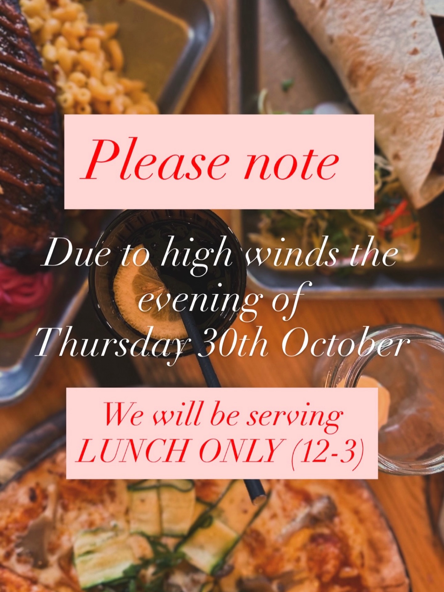 Half term weather strikes again! We've had to cancel this evening's service due to the winds, but we're planning to reopen tomorrow at 12 (fingers crossed we can use the tipis otherwise the clubhouse will be our home for service!). We'll keep an eye on the forecast and let you know if anything changes 😩