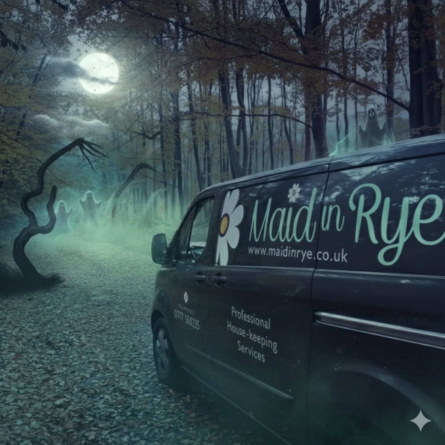 🎃👻 Happy Halloween from Maid in Rye! 👻🎃
Looks like our van took a wrong turn at the crossroads and ended up in a haunted forest! Don't worry, even ghosts need sparkling clean sheets, and we're always ready to tackle any mess, spooky or not! 🕷️🕸️
Wishing everyone a frightfully fun and safe Halloween! May your night be full of treats, not tricks (unless they're the fun kind!).
#MaidInRye #Halloween #SpookySeason #HauntedForest #CleaningServices #housekeeping #housekeepingservices #ProfessionalCleaning #HappyHalloween #RyeSussex #AutumnVibes #HalloweenFun
