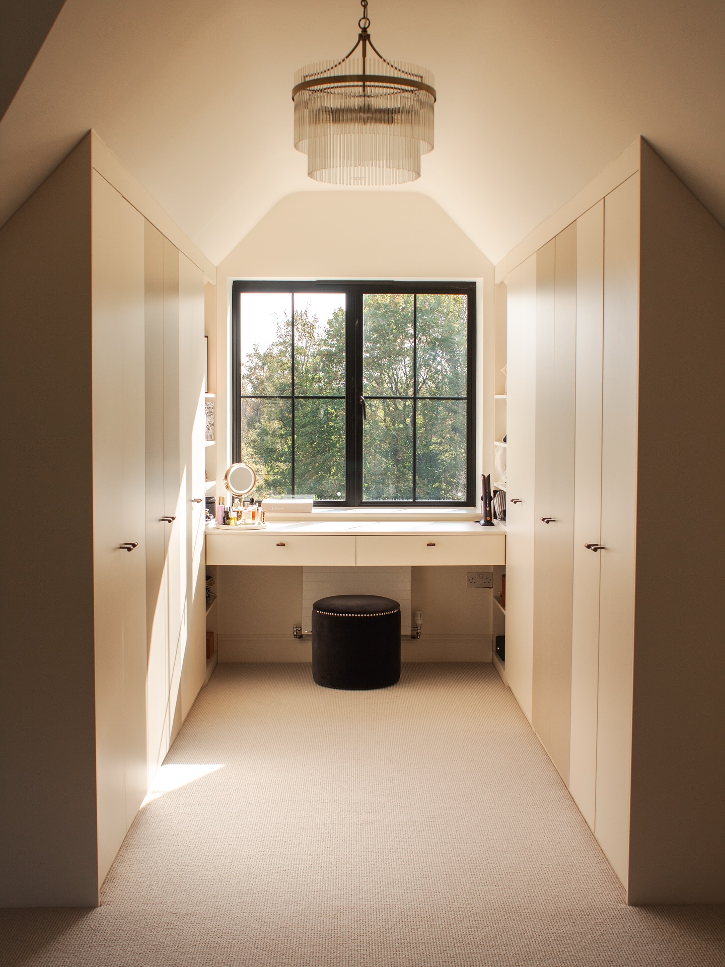 Rather than fight the angles, we worked with them.
This dormer became the anchor point, shaping the run of wardrobes and framing the light that fills the space.
Simple, functional, and made to fit.
Weber Creative Living.