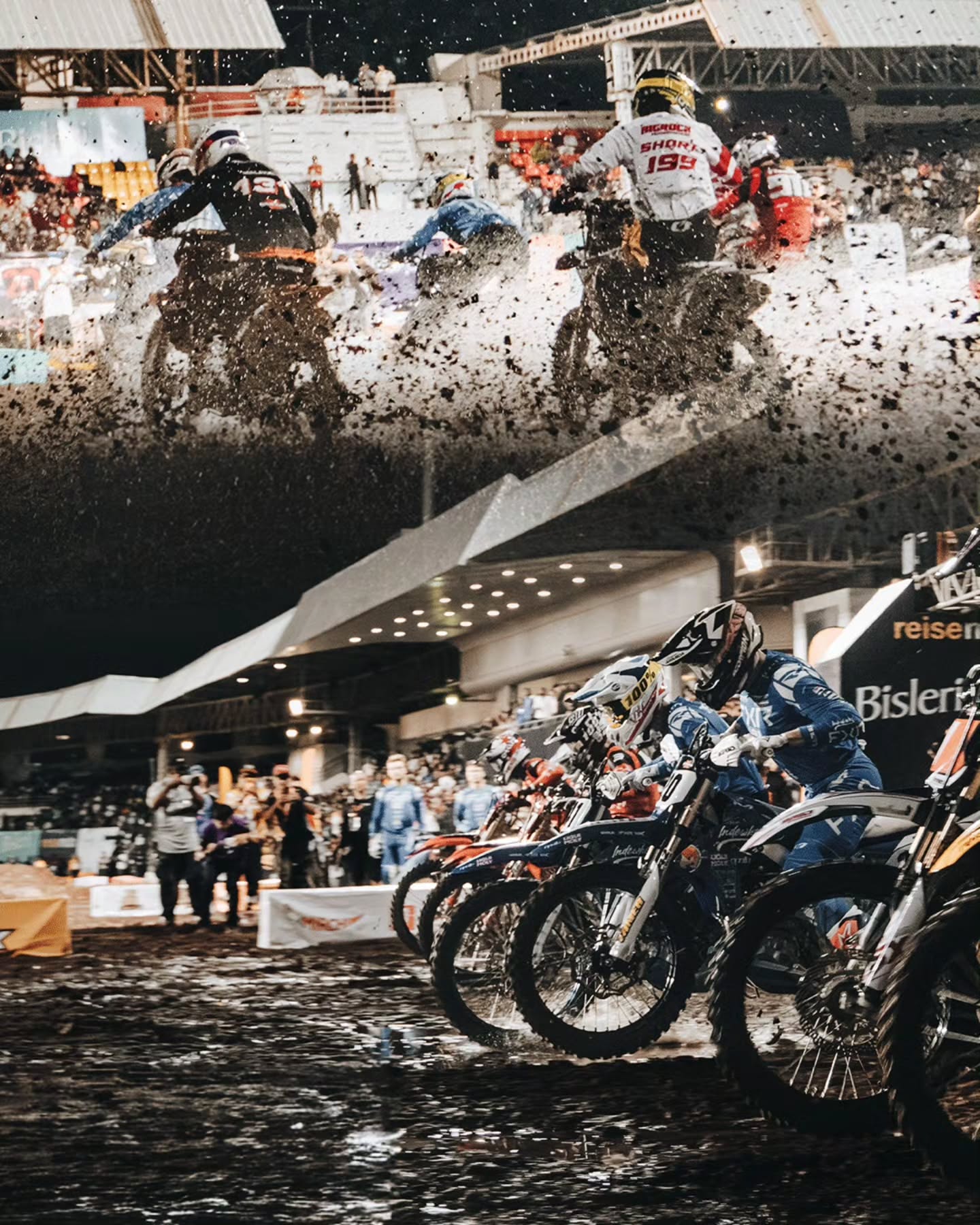 The synchronized chaos that the Pune Edition of Indian Supercross Racing League was.
Rain, dirt, falls, crashes, the highest of highs and not too many lows. If this was the signs of things to come, Hyderabad and Calicut better be ready for what's heading their way.