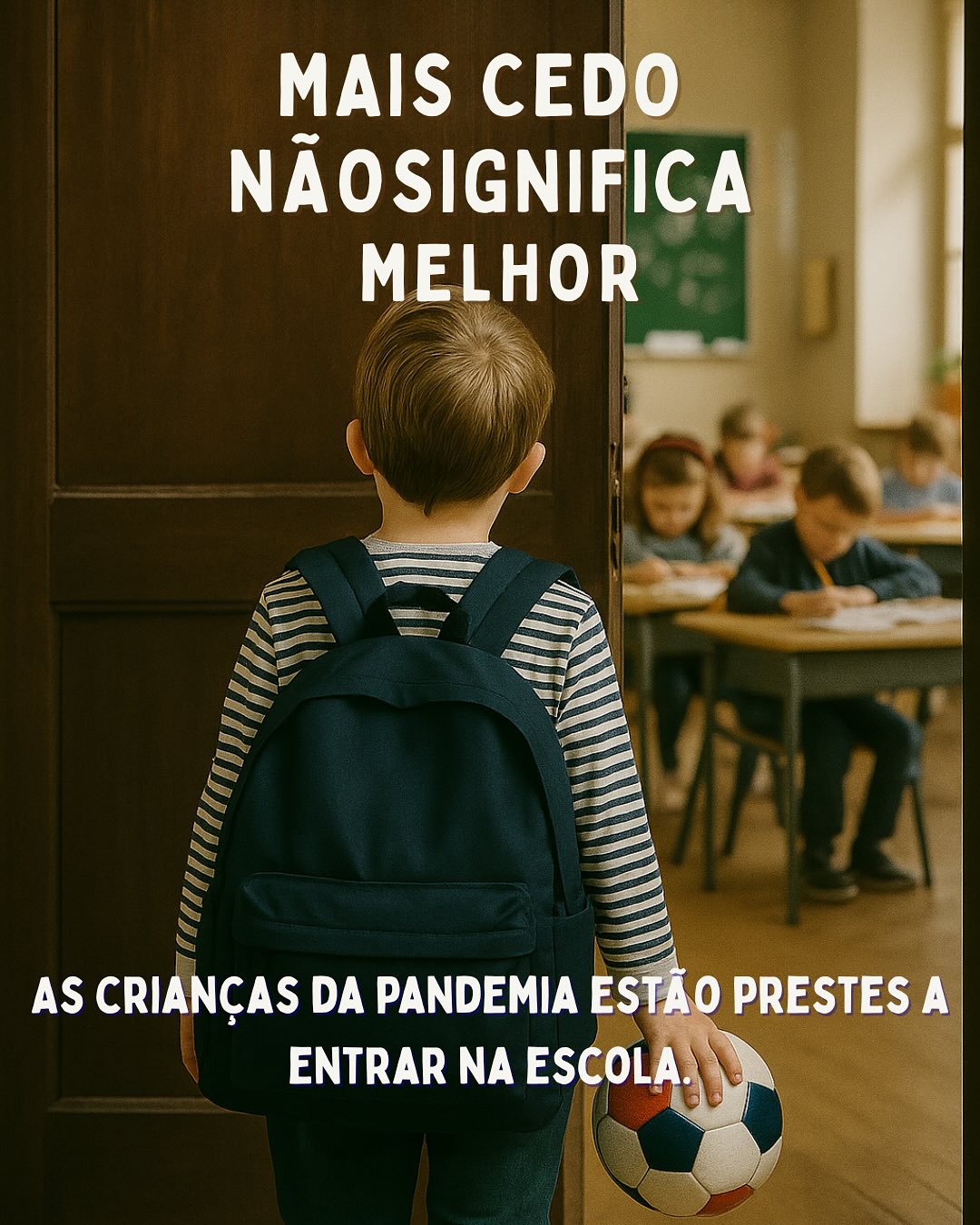 Em setembro de 2026, as crianças da pandemia entram para o 1.º ciclo.
E talvez esta seja a pergunta que ninguém está a fazer:
Será que estamos a olhar para o que interessa?
Porque prontidão não é saber ler aos 5 anos.
Prontidão é saber esperar, perder, pedir ajuda e brincar por inteiro.
Estas crianças cresceram em tempo suspenso. Viram adultos mascarados. Tiveram menos corpo no mundo, menos caos fértil da infância.
E agora vão dar o maior salto do seu percurso escolar.
Mais cedo nem sempre é melhor. Às vezes, o tempo certo é tudo.
Se isto te tocou — desliza. 👉
E se estás a questionar-te “é agora ou ainda não?”, não estás sozinho/a.
📩 Temos um espaço para falar disto com calma. Envia mensagem se quiseres estar na conversa.💛