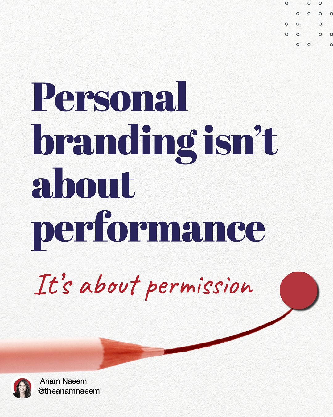 Personal branding isn’t about performing.
It’s about permission.
✨ Permission to be seen as you actually are.
💰 Permission to charge what you’re worth.
🔥 Permission to turn your pain into your purpose.
The moment you stop performing and start being, everything shifts — you attract the right clients, the right opportunities, and the right energy.
💌 DM me “CLIENTS” and I’ll send you my free mini workbook that helps you stop attracting the wrong clients
#theanamnaeem #personalbrandingcoach #personalbranding #personalbrandingtips #branding