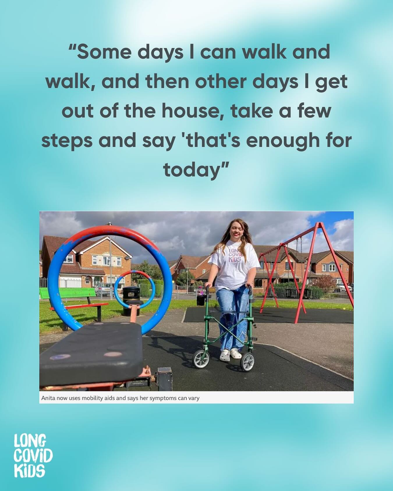 💜 “I want to get busy. I want to be doing something.” 💪
27-year-old Anita Widdowson lives with Long Covid — but that hasn’t stopped her from setting herself an amazing challenge:
🌿 Walking 140 miles by the end of December to raise funds for Long Covid Kids.
“I want to get out there. I want to be working. I want to be doing something.
Some days I can walk and walk, and other days I take a few steps and say, ‘that’s enough for today.’”
At Long Covid Kids, we hear the same determination from children and young people who say:
💬 “I miss my friends.”
💬 “I want to be back at school.”
💬 “I just want to feel normal again.”
Long Covid isn’t laziness. It’s not a lack of effort.
It’s a dynamic disability that changes from day to day — and every small step takes courage.
@chronicallyanita’s journey shines a light on that courage and helps build understanding, compassion and hope. 💜
✨ Read her full story on the BBC.
✨ Support her 140-mile fundraising challenge.
Every step she takes helps others take theirs. 💫
#LongCovidKids #LongCovidAwareness #InvisibleDisability #ChronicIllness #Hope #Stigma #DisabilityAwareness #Fundraising #CommunitySupport #LongCovid