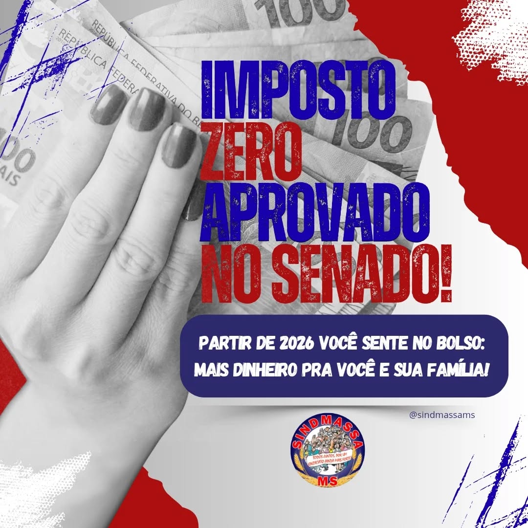 Vitória Histórica!
Senado aprova isenção do Imposto de Renda para quem ganha até R$ 5 mil!
É OFICIAL! Uma vitória histórica para a classe trabalhadora foi aprovada ontem (05/11) no Senado Federal: a isenção do Imposto de Renda (IR) para quem recebe até R$ 5.000,00 por mês!
O projeto (PL 1.087/2025), que era uma das principais pautas do governo Lula, agora segue para a sanção presidencial e passa a valer a partir de janeiro de 2026.
O SINDMASSA MS celebra essa conquista, que coloca em prática um princípio fundamental: justiça tributária!
O que muda para o trabalhador?
Basicamente, quem ganha menos, paga menos (ou nada), e quem ganha muito mais, passa a contribuir de forma mais justa.
ISENÇÃO ATÉ R$ 5 MIL:
Milhões de trabalhadores com renda mensal de até R$ 5.000,00 deixarão de pagar o imposto.
Isso significa mais dinheiro no bolso, para o supermercado, para o aluguel e para a família!
DESCONTO PARA A CLASSE MÉDIA:
Quem recebe entre R$ 5.000,01 e R$ 7.350,00 também será beneficiado, pagando um valor menor de imposto do que paga hoje.
QUEM PAGA A CONTA? OS MAIS RICOS:
Para que essa isenção seja possível sem prejudicar os cofres públicos, a nova lei atualiza a taxação sobre as altíssimas rendas.
Quem tem rendimentos anuais acima de R$ 600 mil (R$ 50 mil por mês) passará a contribuir mais, incluindo a taxação de dividendos para esse grupo.
Essa é a verdadeira justiça social: aliviar a carga sobre o trabalhador e garantir que os super-ricos também deem sua contribuição para o país.
É o Governo Federal trabalhando para fortalecer a economia, aumentar o poder de compra e reduzir as desigualdades.
#SINDMASSAMS #JustiçaTributária #ImpostoDeRenda #IsençãoIR #GovernoLula #VitóriaDoTrabalhador #Economia #MenosImposto #MaisDinheiroNoBolso #MatoGrossoDoSul #Trabalhadores #Direitos #JustiçaSocial