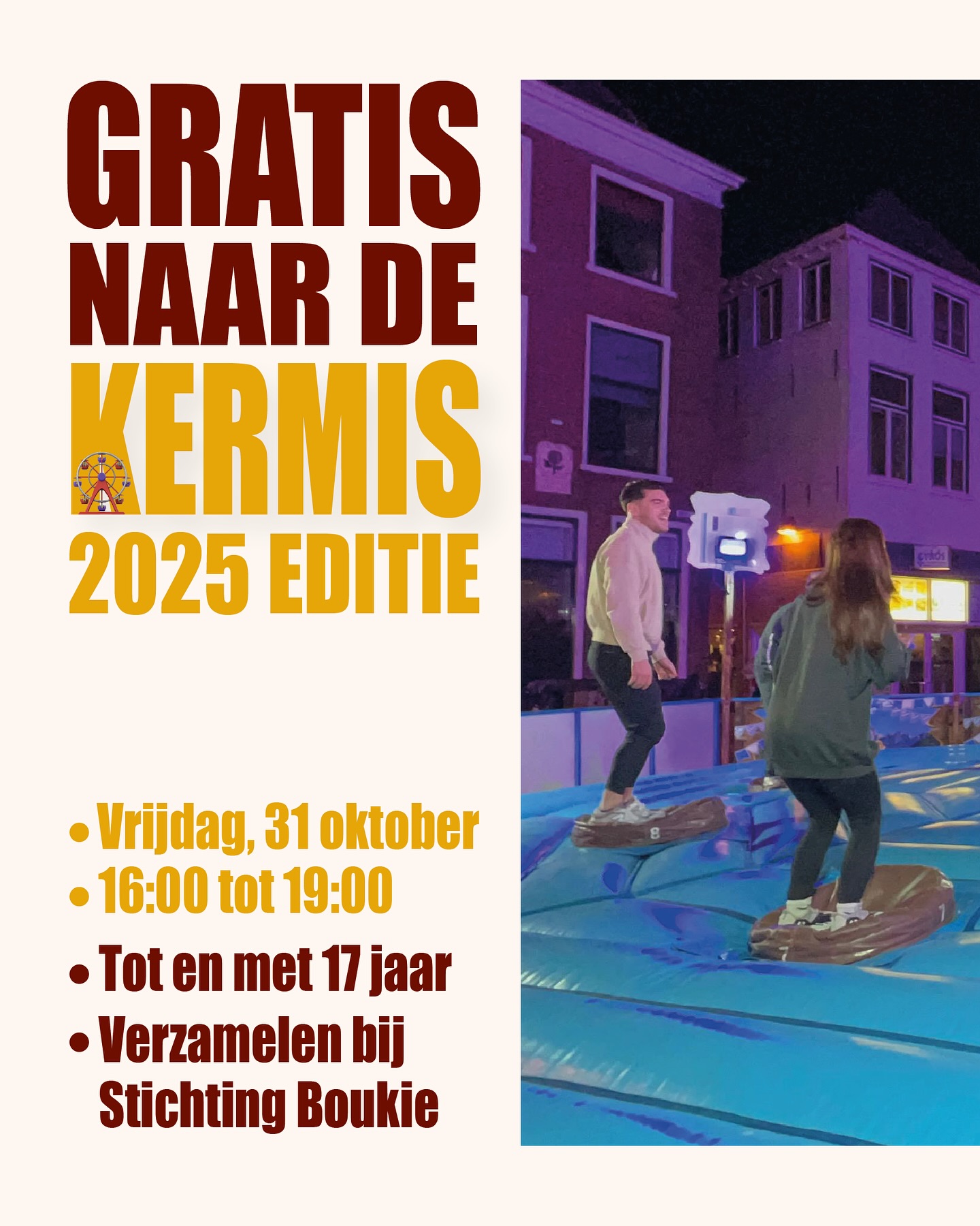 Ook dit jaar nemen we kinderen weer mee naar de kermis in Gorinchem!
📍 Verzamelen: Stichting Boukie, Grote Haarsekade 120
📅 Vrijdag, 31 Oktober
🕓 Tijd: 16:00 uur, daarna vertrekken we gezamenlijk richting de kermis.
Om zoveel mogelijk kinderen een onvergetelijke dag te geven, zijn we dringend op zoek naar sponsors. Wil jij bijdragen, groot of klein, en direct impact maken in onze wijk?
Neem contact op via:
📧 stichtingboukie@gmail.com
📞 Neem telefonisch contact op met Mohamed Boukrouche
💬 Of stuur ons direct een berichtje
Samen maken we er een dag vol plezier en verbinding van.
#Gorinchem #StichtingBoukie #Sponsors #Kermis #KermisGorinchem #Kermis2025 #Jeugd #Verbinding #traditie