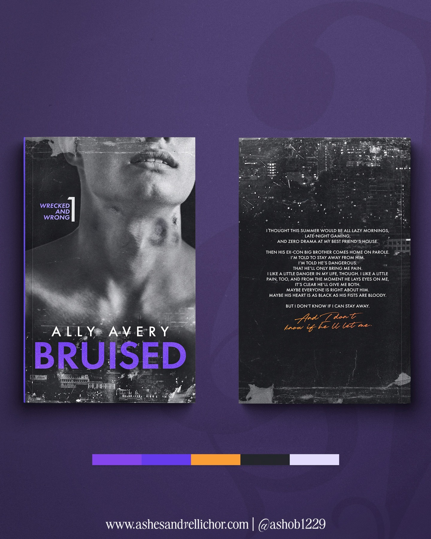 Spent the weekend watching the youngest play his semifinal game in the freezing rain, with wind, …and questioning life choices that led me to also be in the freezing rain and wind albeit, in elevated bleachers. I need a Washingtonian to tell me why ya’ll don’t have ‘built into the ground’ bleachers..
I am catching up on recent #CoverReveals including the reveal of Bruised by @authorallyavery . This concept was mostly taken from client notes with a little bit of creative aesthetic details added in. My fellow designers will understand “the purple struggle” but it’s still one of my favorite colors to utilize.
Plus! …what if… there’s the “perfect” shade of purple just waiting to be printed?
Happy Cover Reveal Ally.
#Ashesandvellichor #ashesandvellichordesigns #bookcoverdesigns #freelancer #photoshop #graphicdesign #graphicdesigner #bookdesigner #Typography #romancebookcovers #romanceauthors #freelancegraphicdesign