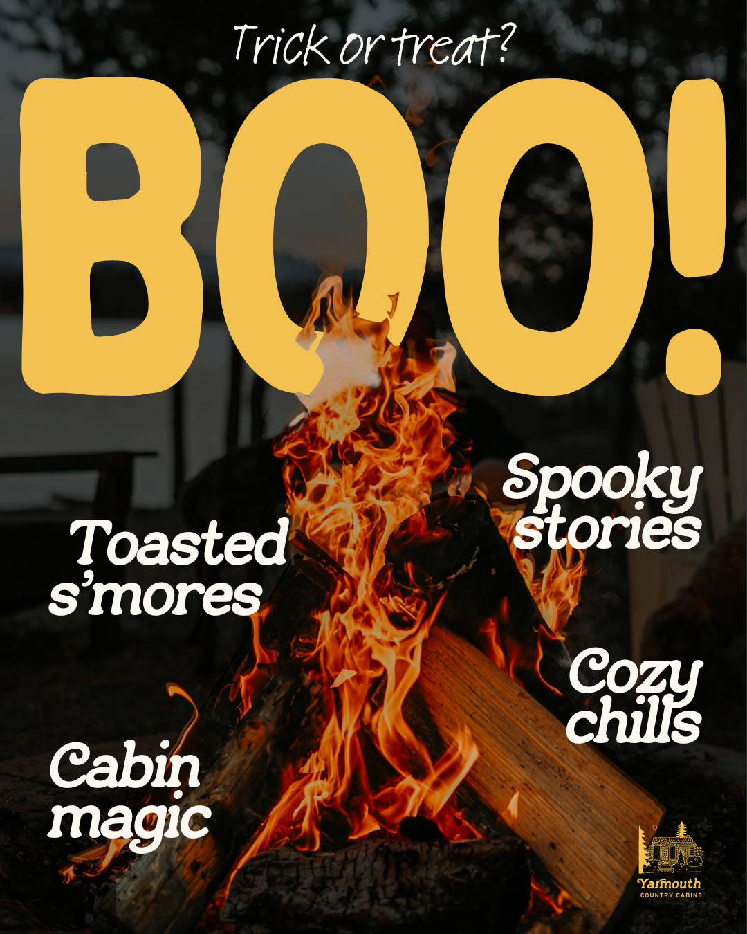 Whether it’s s’mores by the fire or ghost stories under the stars there’s no place like this for spooky season.
#YarmouthCountryCabin #HalloweenGetaway #CabinSeason