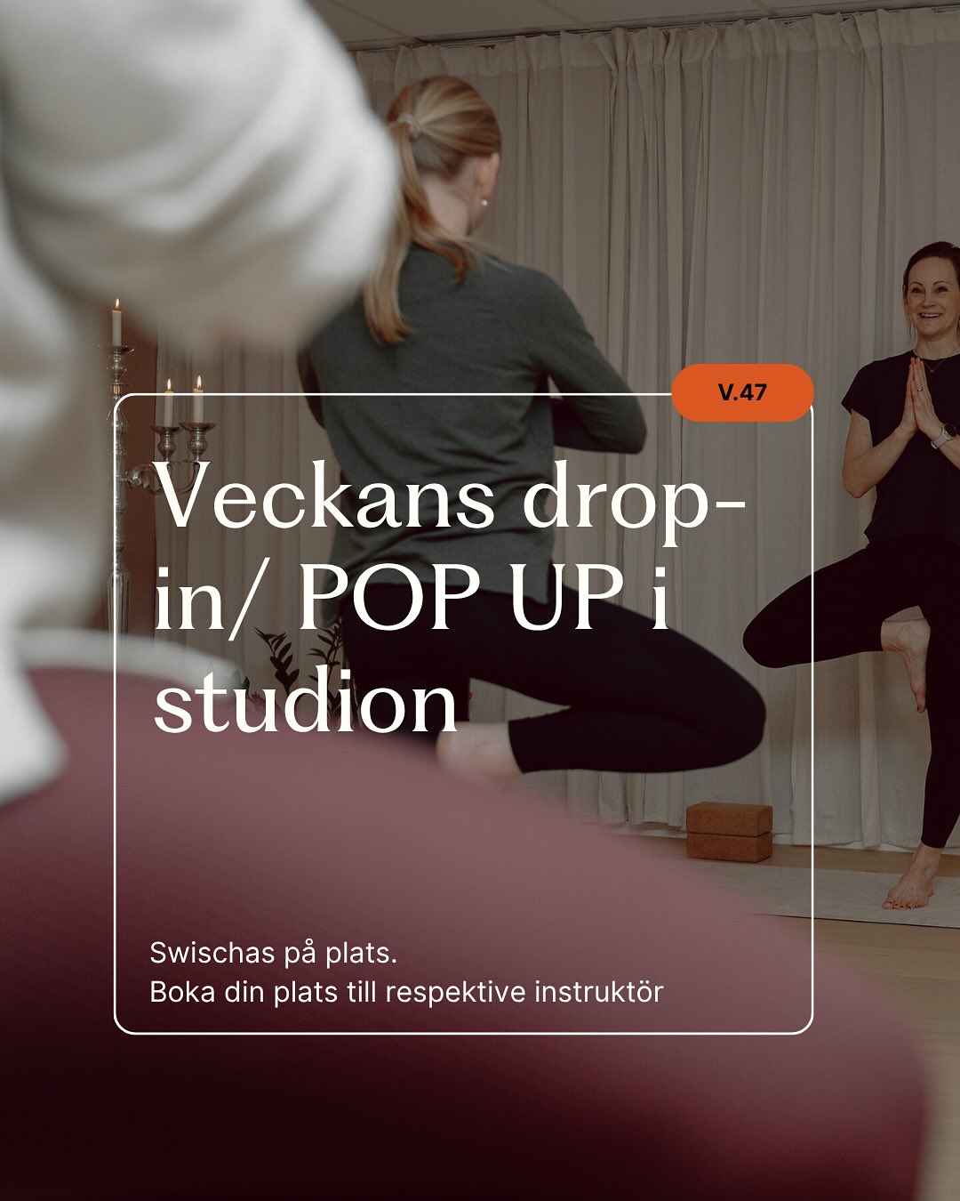 Nu är det dags att planera in veckans träning om du inte redan gjort det!
Den här veckan finns det flera möjligheter till drop-in-pass.
Fredagsstark och Lunchyoga i vanlig ordning på fredag😀
Lördag - starta lördagen med Lördagsfys med Karin
Söndag - Liv bjuder in till härlig Familjefys - rörelse och familjehäng på samma gång eller avrunda veckan med lugn och ro med Sandra i en magisk Soundhealing.
Boka in det du vill gå på redan nu😀