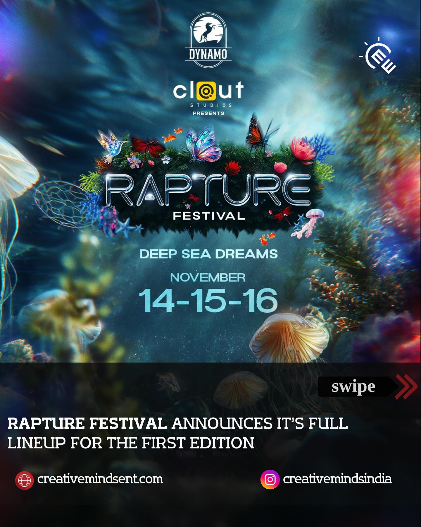 Rapture Festival (@rapture.experience) reveals its full lineup for the debut edition at Dynamo, Goa. (@dynamo.goa)
Headlined by Guy J (@guyjdiary), Roman Kyn (@romankyn), Leisan (@leisan.lealea), and Tash (@tash.movement), alongside some of India’s finest underground talent.
Three days of deep melodic journeys await this November.
Event courtesy - @cloutstudios.in @ignition_india Rapture Festival (@rapture.experience) reveals its full lineup for the debut edition at Dynamo, Goa. (@dynamo.goa)
Headlined by Guy J (@guyjdiary), Roman Kyn (@romankyn), Leisan (@leisan.lealea), and Tash (@tash.movement), alongside some of India’s finest underground talent.
Three days of deep melodic journeys await this November.
Event courtesy - @cloutstudios.in @ignition_india