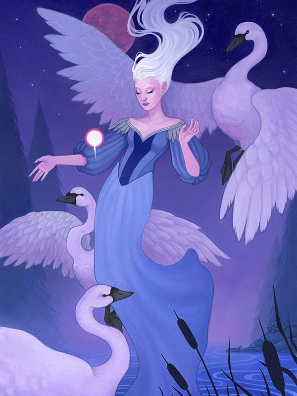 🦢 “Swan Lake” 🦢 Prints Available ✨
There are numerous stories about animal/beast transformation across various cultures (maybe all of them), often as a result of a curse or spell. I have been thinking a lot about other kinds of magic and transformation as I have personally felt a lot of recent changes and transformative growth in my life.
✨ Change can be really uncomfortable and sometimes scary. This year challenged me in many ways to put faith over fear, to reclaim my power, and embrace the often chaotic nature of transformation. In painting and in life, sometimes we have to work through the discomfort of the “messy stage” in order to reach our next evolution.
This piece is inspired by the many tales of transformation, particularly those about swans. Some examples include the famous ballet of the same title, “The Wild Swans” by Hans Christian Andersen, “Six Swans” by The Brothers Grimm, and the Irish folktale “Children of Lir”, to name a few.
“Swan Lake”
12” x 20” acrylic and oil on watercolor paper and wood panel
✨ If you are interested in a print, I am currently offering a cropped version to accommodate a standard frame size of 11”x17” in my online shop.
I am working with a printer to create more special editions and full reproductions in 2026, so there may be a full-size option in the future!