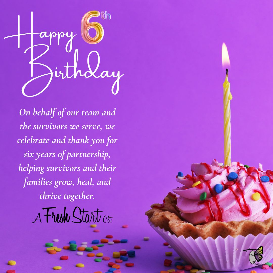 Happy 6th Birthday, A Fresh Start CLT!
Yesterday marked 6 incredible years of impact! Over the past year, we’ve continued our mission by providing essential resources, medical support, and care to human trafficking survivors and their families.
We celebrated one of our survivors graduating from high school and getting a fresh start at life, and another who gave birth and is no longer in the life of human trafficking. This year, we’ve had the honor of serving 23 families, each of whom has experienced real transformation, both emotionally and physically.
We are deeply grateful for our community, those who give their time, talents, and financial support. Because of you, survivors and their children know that there are people who believe in their ability to grow, heal, and thrive together.
Together, we will continue to make an impact in our community and beyond! 💜 #afreshstartclt #happybirthday #makinganimpact #endhumantrafficking