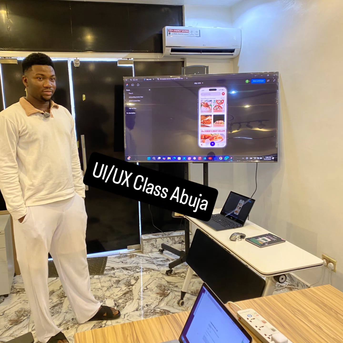 Agbane is showcasing the UI/UX skills he's been developing in our practical UI/UX class that started a few weeks ago.
Right now, it's just a hands-on class, and he hasn't begun his internship yet. But with an internship coming up after this class, we're excited to see even more amazing things from him!