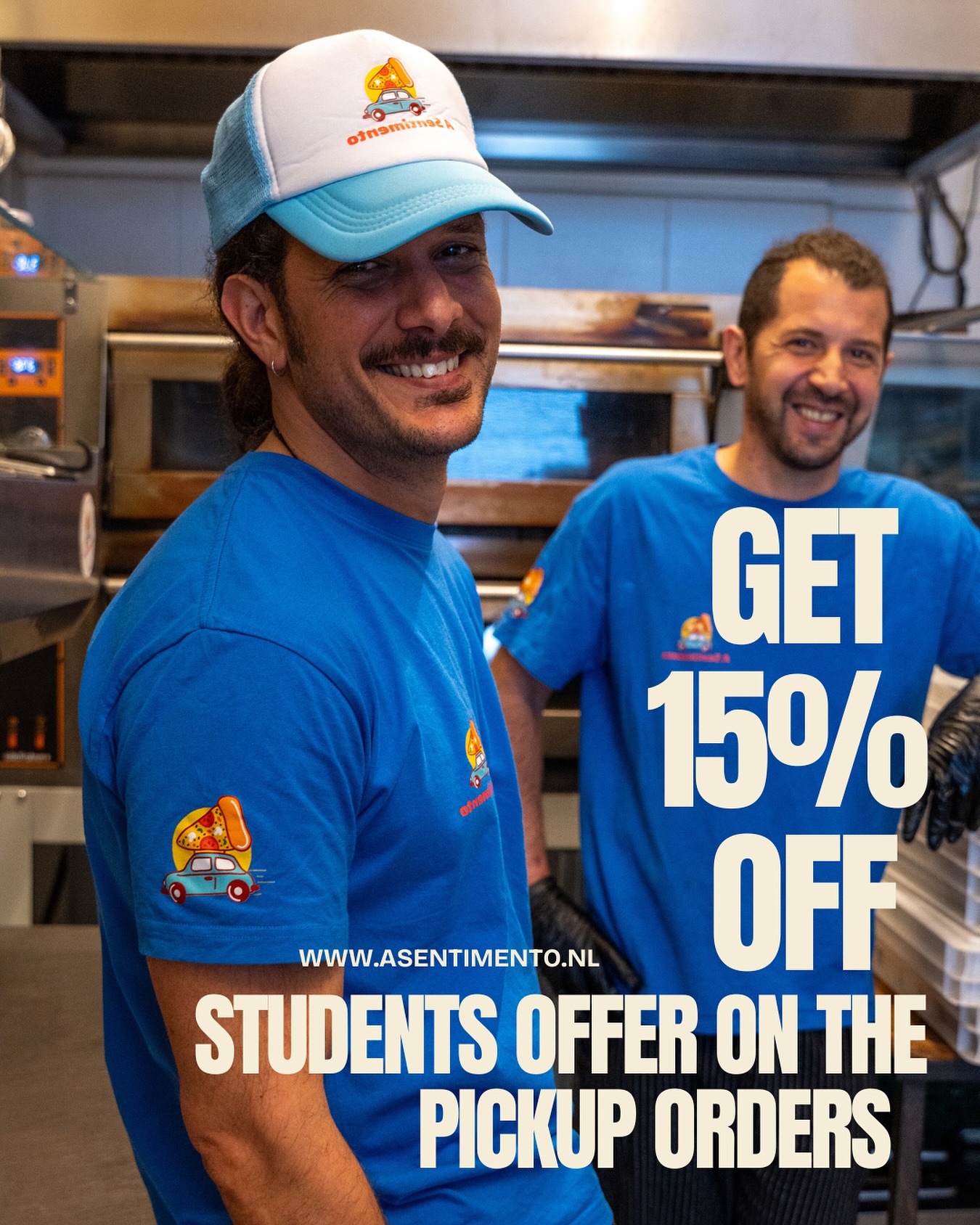 🎓 Students, this one’s for you! 🍕
15% OFF for the Pickup Orders ! 🙌
To claim your discount:
1️⃣ Visit us and Show your student card 🎓
2️⃣ Follow @asentimento.pizza on Instagram & TikTok ❤️
We hope to meet you soon ! 
Francesco, Mariano e Federico 
😋🇮🇹🍝🍕
#StudentDeal #PizzaLovers #AsentimentoPizza #Foodie #StudentDiscount #AmsterdamEats #PizzaTime #FoodDeals #PizzaNight #StudyFuel