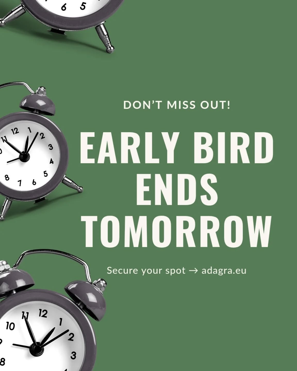 Early-bird ends tomorrow! ⏰
Don’t wait — secure your spot at AdAgrA 2026 before prices go up.
Join us in Germany for a week of hands-on learning, fellowship, and inspiration in the beautiful countryside.
📅 6–11 January 2026
📍 Pracht, Germany
Register now → adagra.eu