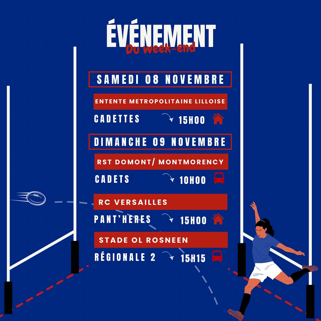 Rop | Calendrier
📅 Découvrez le programme complet des matchs !
Venez nombreux et nombreuses encourager nos joueurs et joueuses !
📍 À domicile comme à l’extérieur, on compte sur vous !
#rugbypourtous #touspourpantin