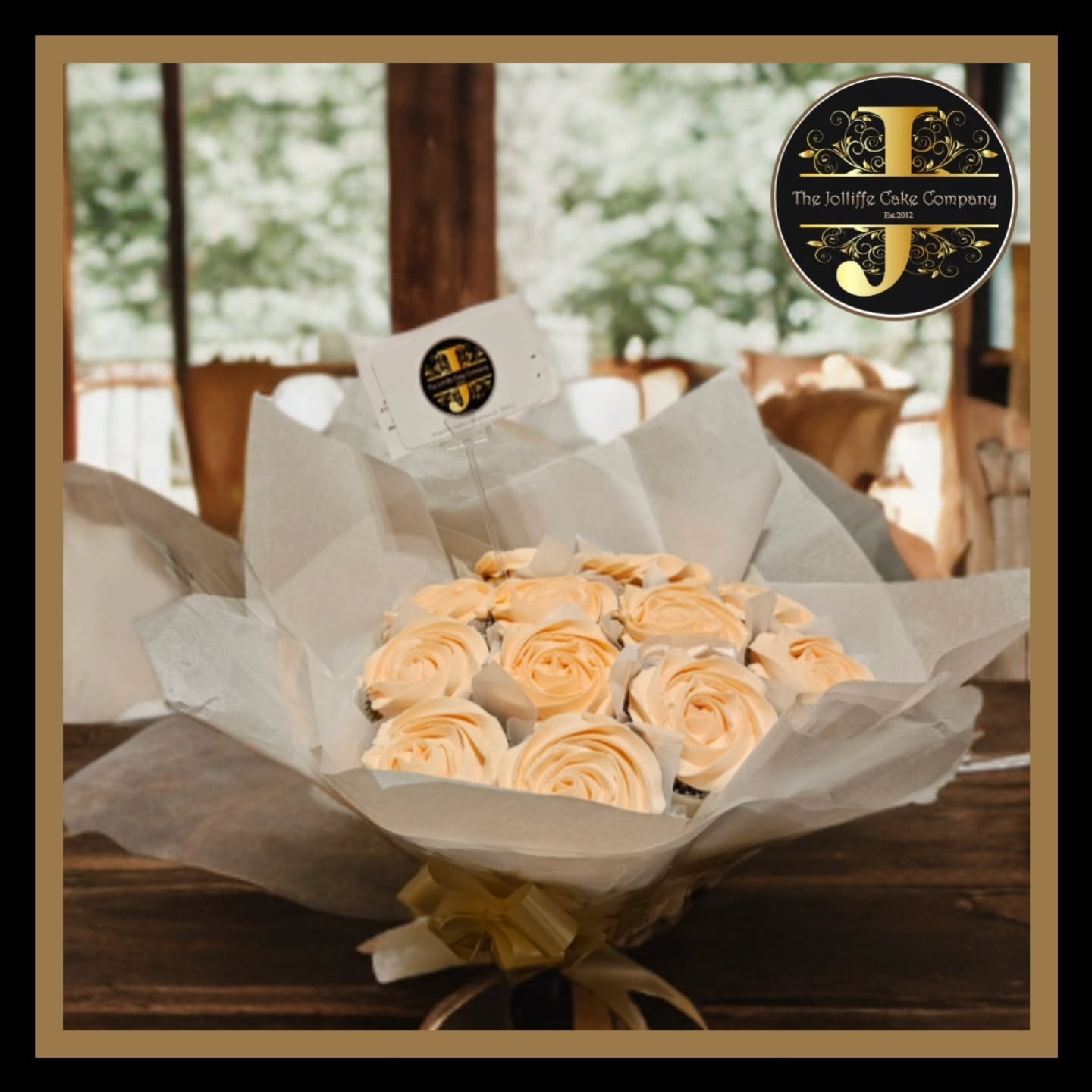 A 12 cup Vanilla 'Classic Cupcake Bouquet' collected today . Left plain for customer to add their own touch. Always available to order for collection from our website. #cupcakebouquet #cupcakes #cupcakesofinstagram #specialgift #classic #pinkroses #pipedbuttercream #thejolliffecakecompany #cakebusiness #cakecompany #uk #berkshire #woodley #wokingham #rdguk