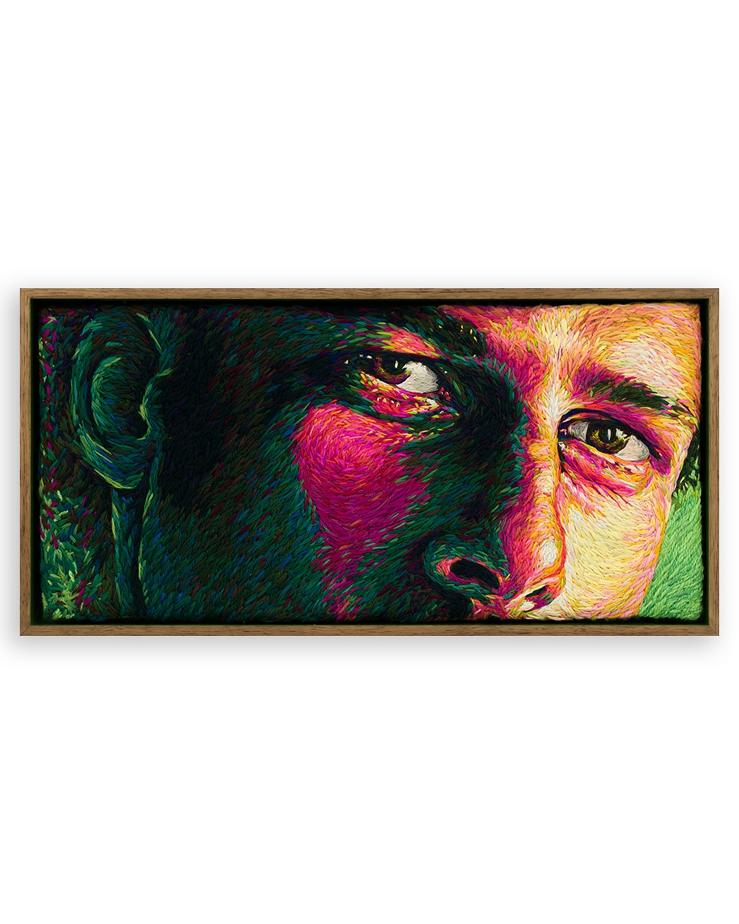 The Extra Mile.
Back when cigarettes hung from the lips of the desirable, and we knew the mascots by name. Today, bylines are seared into our memories, and men still wish to be Camel Joe.
Although I’m surprised this is still available, I’m not sad that this piece might become a studio stud. He can stare at me all day.
The Extra Mile was created for Crewel Intentions and is currently at @paradigmgs
#embroidery #portrait #threadpainting #fibreart #crewelintentions