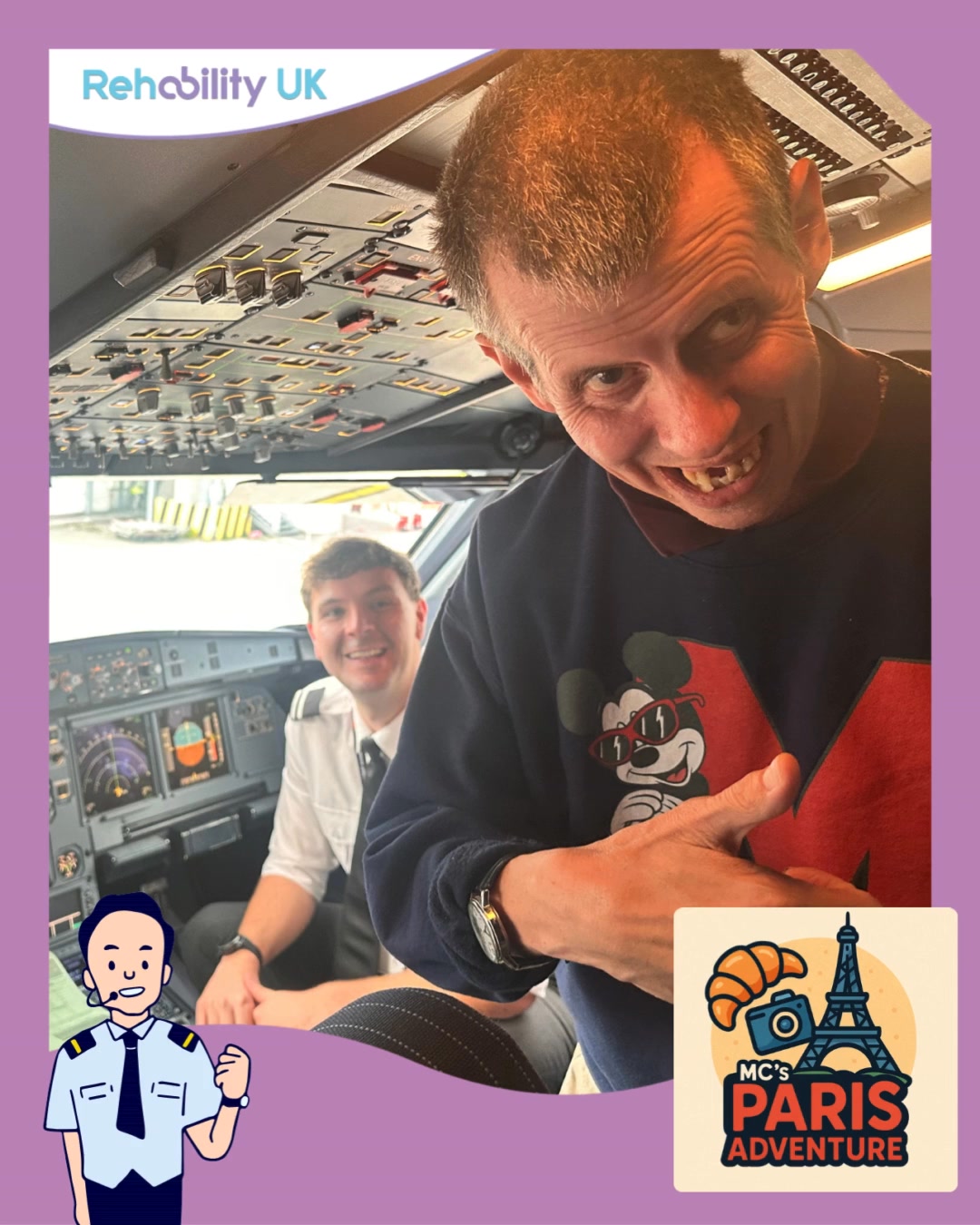 🇫🇷✨ Michael’s Paris Adventure – A Dream Come True! ✨🇫🇷
Our very own Michael Camm recently jetted off on the holiday of a lifetime — to Paris! ❤️✈️
His trip began in the most exciting way possible — with a visit to the airplane cockpit, where he met the captain before takeoff! 👨✈️🛫
Once in France, Michael explored some of Paris’s most iconic sights — from the Eiffel Tower, where he took in the breathtaking views, to the Arc de Triomphe and even SEA LIFE Paris! 🗼🐠
The highlight of the trip was a magical day at Disneyland Paris, where Michael met his all-time favourites — Woody and Jessie from Toy Story (who were thrilled to see him!), along with Max Goof, Goofy, Donald Duck, Smee, Captain Hook, Pinocchio, Geppetto, and Tigger! He even spotted a giant Buzz Lightyear! 🚀🎢
It was truly a holiday filled with rides, laughter, and dreams fulfilled — a trip Michael will never forget. 💙
#ShiningTogether #ParisAdventure #DisneylandParis #DreamsComeTrue #TeamRehability #MakingMemories #RehabilityUK