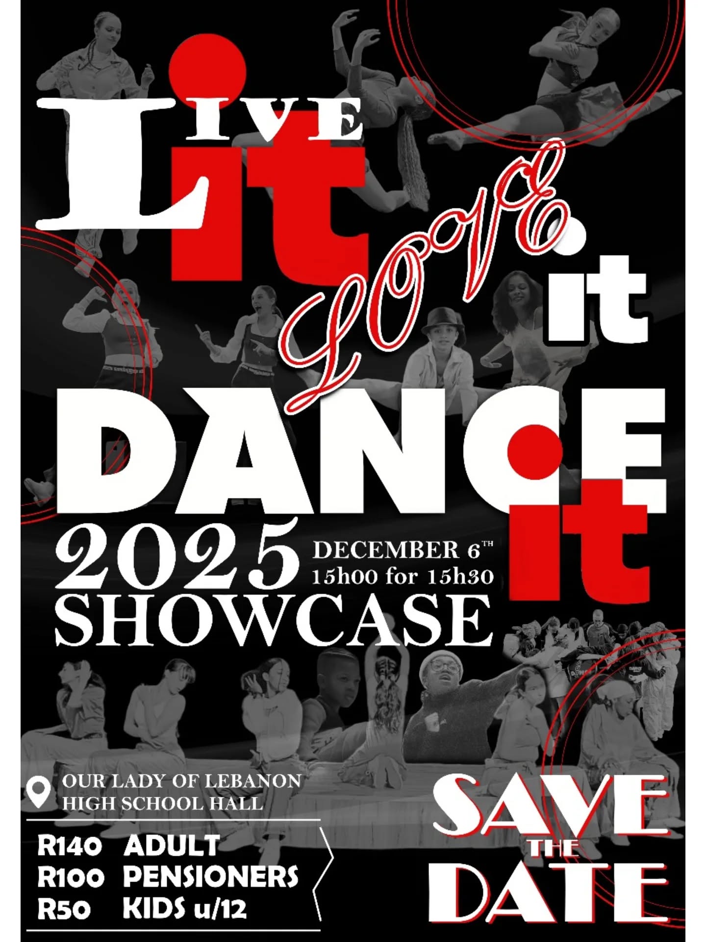 Mark your calendars! Join us for an afternoon of incredible passion and pure joy at our year-end show, "Live It Love It Dance It," on December 6th!🔥
This is more than just a performance, it's an invitation to experience the unique DanceIt energy and zest for life that our dancers share.✨ All are welcome to come through and be inspired. It's a show you absolutely don't want to miss!🙌
Let's end the year with a bang!⚡
For more info contact us on 067 852 1567📲
#danceit #danceitstudios #dancestudio #dance #dancer #dancers #dancing #danceshow #danceshowcase #dancelife #danceclass #danceclasses #danceinsa