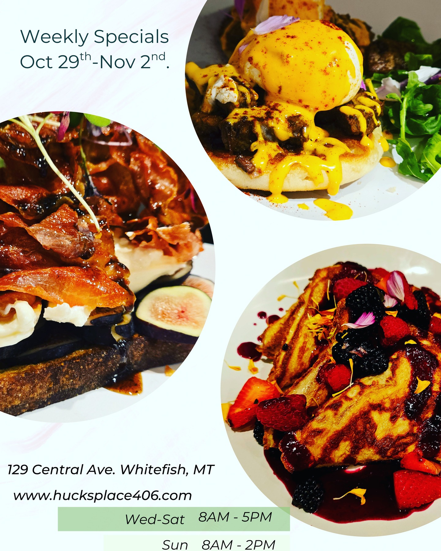 Stop in for Brunch to try this weeks specials!
1. Our chefs slow cooked brisket to substitute in some of our favorites. Try our Brisket with a Benedict, Burrito, or Hash!
2. Toast of the Week: Fig, Burrata, and Prosciutto!
3. Rotating Sweet Bread: Brioche French Toast with Blueberry Compote, Triple Cream, and Fresh Berries!
Stop in and try these specials before they're gone!