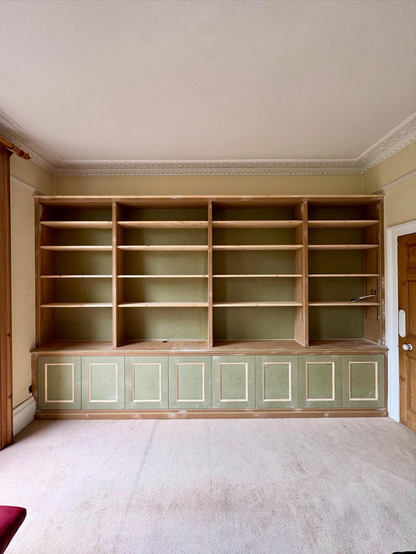 Just some recent photos of a large bookcase and alcove units built in Bath recently. @rivettjonpaul was excellent help on this one. Currently being painted and more pics to follow. The shelves are all set on tonk/bookcase strips so that they are fully adjustable. I absolutely savaged my finger with a hammer getting them in, an action that was followed by lots of swearing and some interpretive dancing, happy days #carpentry #joinery #bespoke #bath #bathuk #bespokefurnituredesign #somerset #books #bookcase #storage #shelving