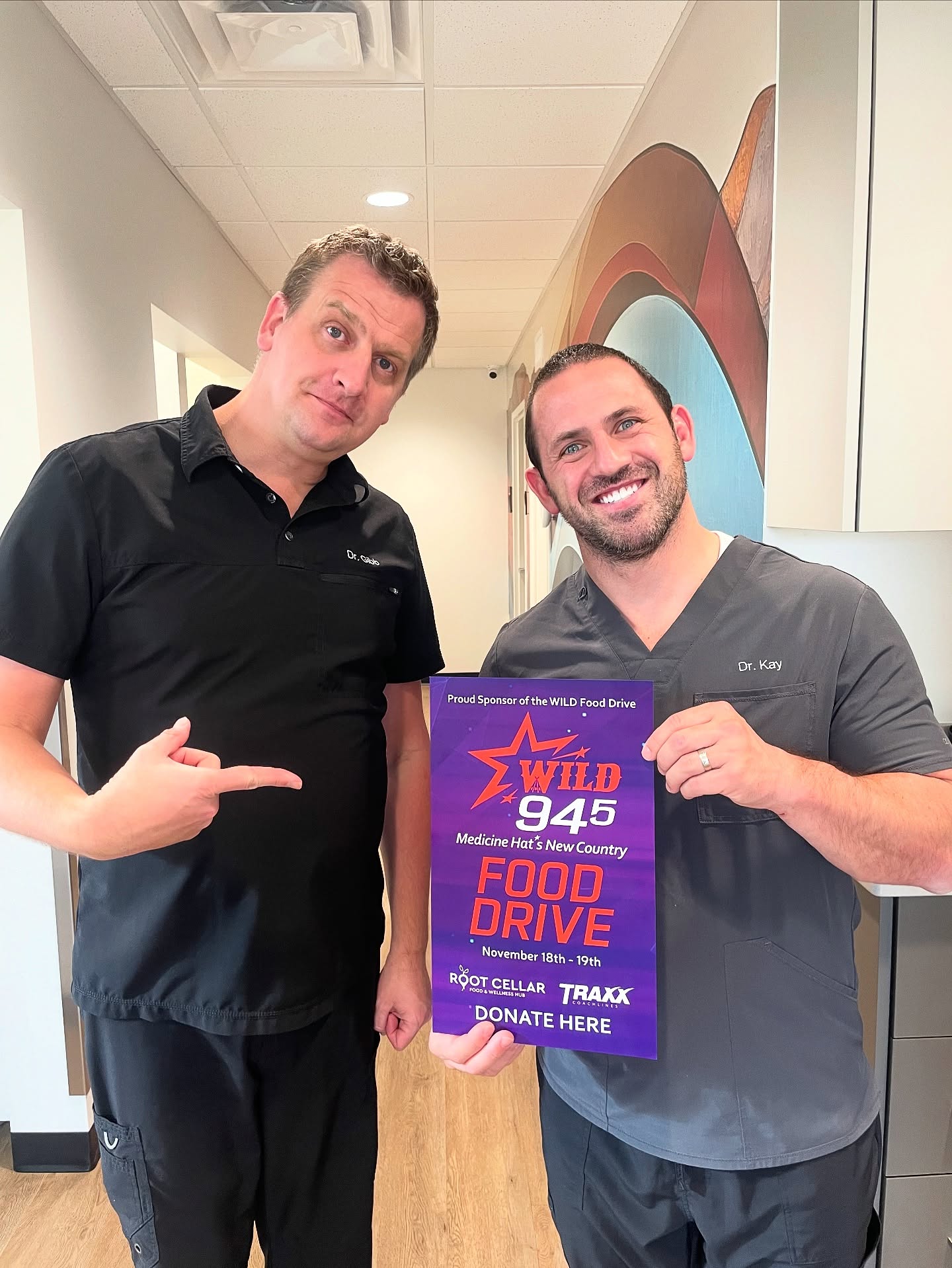 The Red Rock Dental crew is going head-to-head with our amazing patients in the Wild Food Drive Showdown!
If patients collect more, the staff will face a mystery consequence… and it’s going to be good 👀
Bring your donations to Red Rock Dental
and help support the Medicine Hat Root Cellar (and maybe make your favorite dental office pay for it 😉).
Accepting donations, food or cash, until Nov 18!
.
.
.
#Redrockdental #redrockdentalyxh #redrockdentalmh #medicinehatdentist #redrocksmiles #drgibb #drkay #medicinehatdentaloffice #medhatdentist #yxh #medicinehatalberta #dentaloffice #medicinehat #dentist #medhat #fooddrive #donatetoday