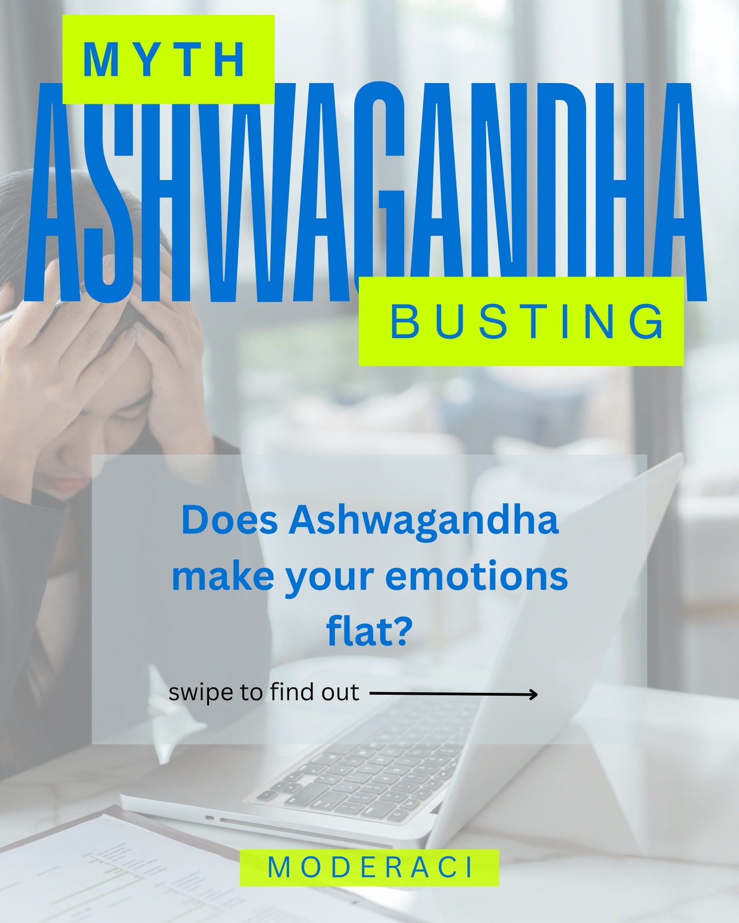 Ever heard that Ashwagandha dulls your emotions - check out our mythbusting post on the topic!
Ashwagandha helps stabilise cortisol - It doesn't suppress emotions, just helps you stop overreacting to stress.
Check out Moderaci's Ashwagandha today, which delivers a consistent, safe and effective dose.
#ashwagandha #emotions #anxietyrelief #focus #wiredbuttired