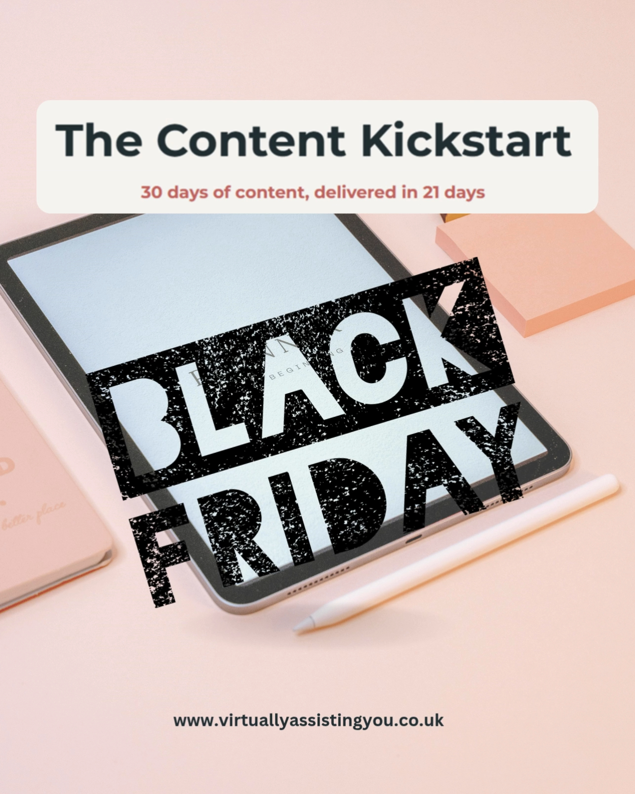 🖤Black Friday has arrived early (it's my fave colour, so why not!)🖤
If you're still spending hours staring at a blank screen, then this is for you!
This month I’m giving you your time (and sanity) back!
You can grab The Content Kickstart - 30 days of plug-and-play, on brand content created for you in just 21 days - for £650 instead of £850 🤑
That’s 30+ hours of your time saved, captions, video ideas, Canva templates, hashtags… All ready to go! Without paying £1k+ per month for a social media manager.
BUT this offer is only for the first 3 business owners to snap it up!
DM me or comment below with a 🖤 to grab one of the 3 discounted spots before they go!
PS you can find out more via the bio 🔗