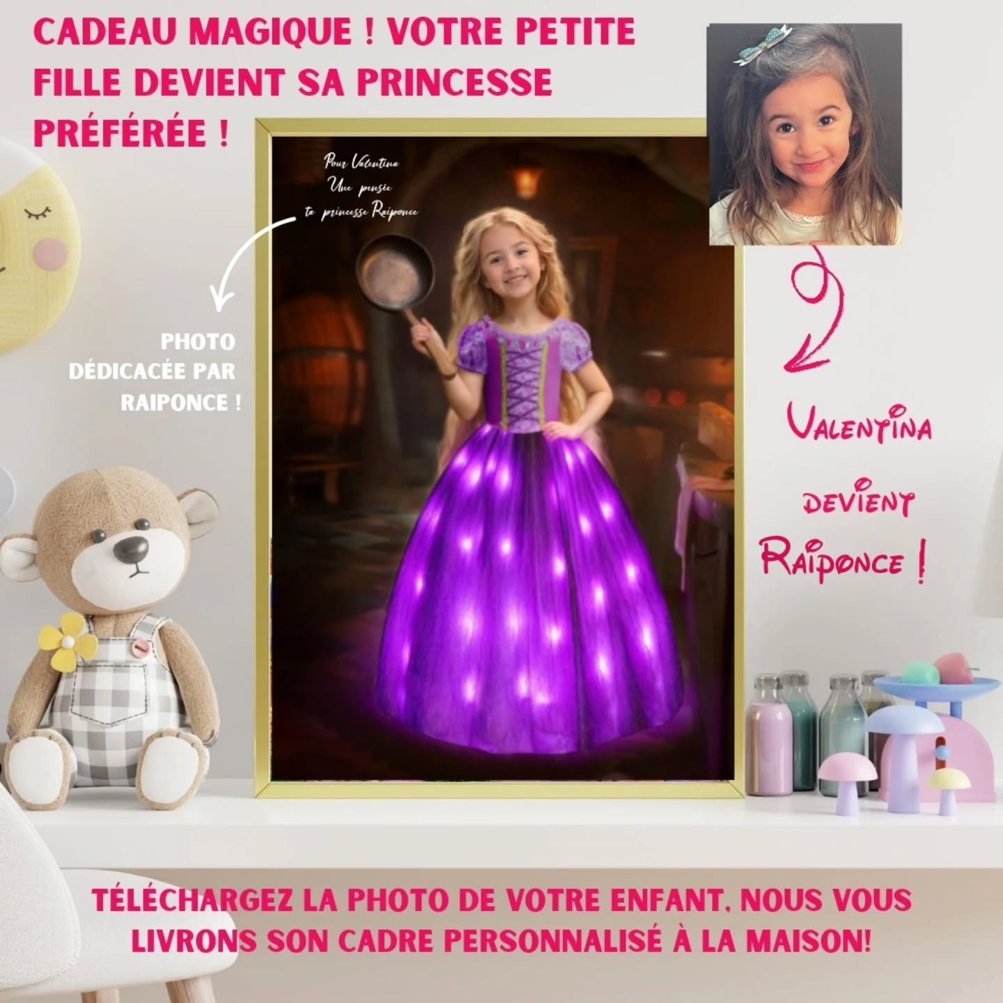 👸✨ Transformez votre enfant en véritable Princesse Raiponce ! 🌼💛
Une idée cadeau magique et unique qui fera briller ses yeux ✨
🎁 Offrez-lui un cadre personnalisé où elle devient Raiponce, la princesse aux cheveux d’or et au cœur lumineux 🌸💫
Envoyez-nous sa photo, et nous la transportons dans un univers féérique plein de fleurs, de couleurs et de rêves 🌼🏰
💌 Un souvenir enchanté pour décorer sa chambre et lui rappeler qu’elle peut briller comme une vraie princesse 💖
Parfait pour un anniversaire, une surprise magique, ou juste pour lui dire “tu es extraordinaire” 🌟
📩 Commande facile : envoyez simplement sa photo, et on s’occupe de toute la magie !
🎨 Impression haute qualité + cadre inclus
🚚 Livraison rapide et gratuite
👑 100% personnalisable avec une dédicace de Raiponce elle-même 🌸
👉 commande sur notre site surprisemagique.fr/boutique-de-cadeaux
💖 Lien direct en bio pour commander votre cadre magique !
#cadrepersonnalisé #cadrecadeau #princesseraiponce #raiponce #cadrephotoenfant #cadeauanniversairefille #surprisemagique #faitmainavecamour #etsy #CadrePhotoMagique #cadredeco #PrincesseDisney #decochambreenfant #cadrephotopersonnalisé #disneycosplay #contefee #anniversaireprincesse #raiponcecosplay #photopersonnalisée #princesse #momentmagique