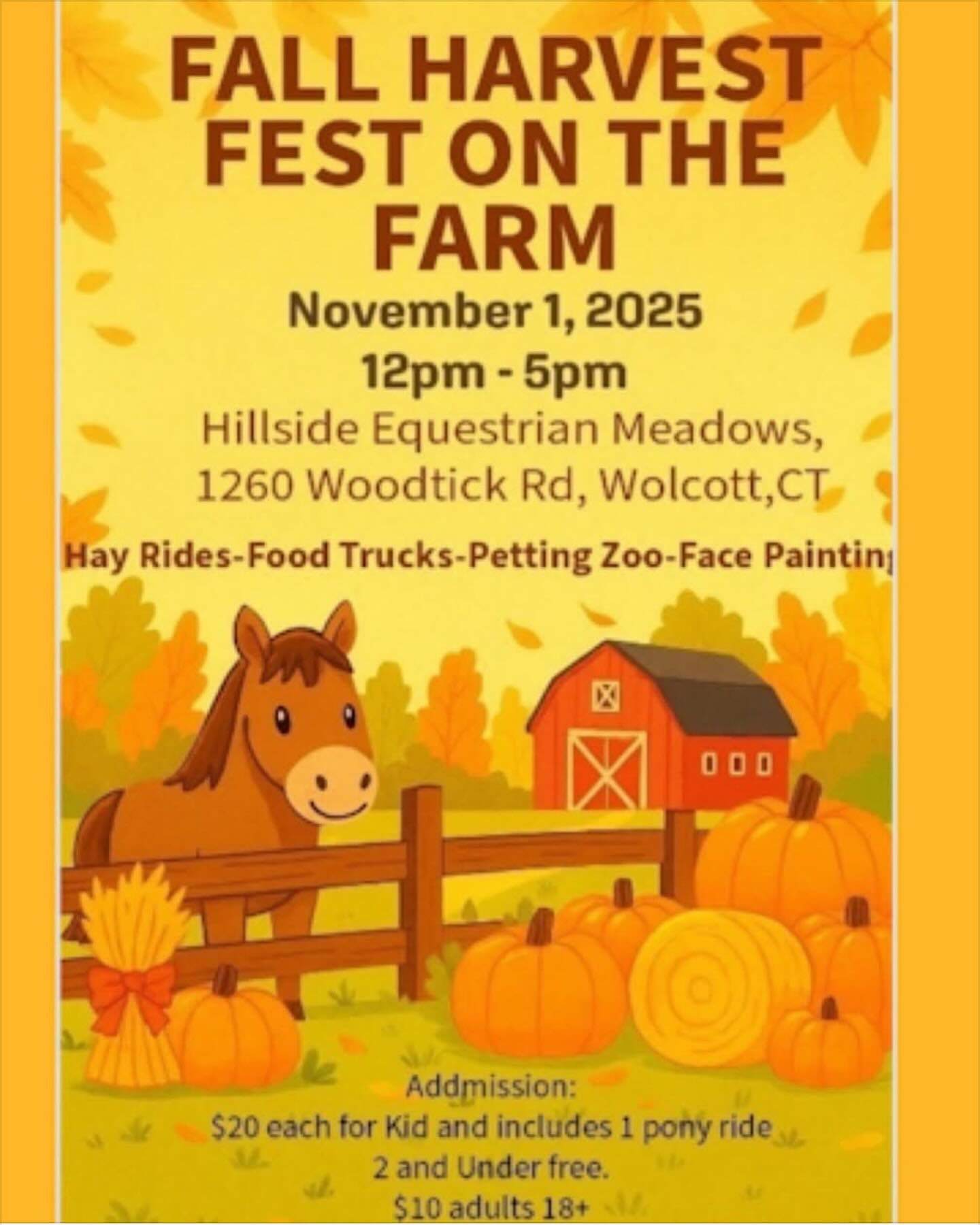 Come spend the day at the farm with us this Saturday!🌻🌮🐴 🎃