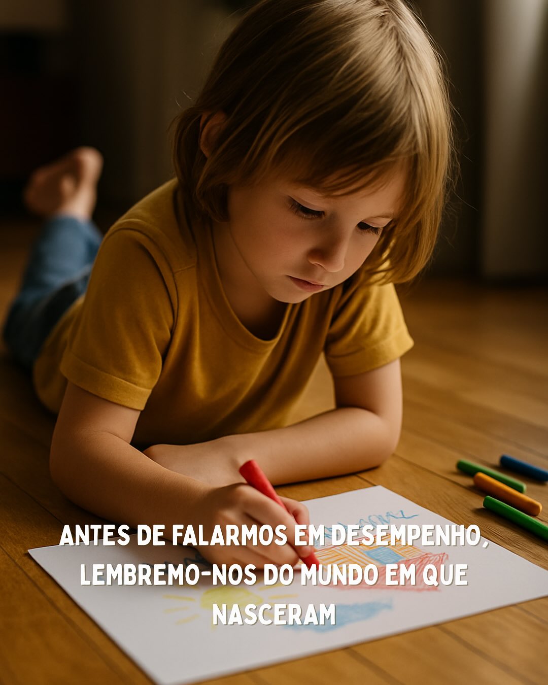 Há crianças que nasceram durante a pandemia.
Abriram os olhos pela primeira vez num mundo de rostos tapados, toques vigiados, adultos ansiosos.
Para um bebé, o mundo não é dito.
É absorvido.
Pelo olhar, pelo cheiro, pelo toque.
Pelo ritmo do coração que o embala.
E o mundo que estas crianças absorveram estava cheio de ausências:
✘ Rostos completos para ler emoções
✘ Toques espontâneos e acolhedores
✘ Encontros seguros com outras pessoas
✘ Adultos tranquilos e disponíveis
Bebés e crianças pequenas precisam de adultos que se deslumbram com a sua presença.
Que brilham nos olhos só porque elas entraram na sala.
Que as fazem sentir que já são especiais — só por existirem.
Mas nesse tempo, o mundo dos adultos estava pesado.
E um bebé não interpreta.
Absorve.
Absorve o medo que sente no colo.
A distância que percebe no olhar.
A tensão que respira no ar.
Hoje, aos 5 anos, nem todas estas crianças mostram dificuldades.
Mas algumas parecem mais agitadas.
Menos reguladas.
Com mais dificuldade em concentrar-se ou relacionar-se.
Será que isso tem a ver com o que viveram, ou com o que não viveram?
Não é uma sentença.
É uma hipótese.
Uma pista.
Para olhar com mais curiosidade.
E com menos pressa em rotular.
✨ O workshop Do Gesto à Letra é um convite a escutar mais fundo.
Porque o que não foi vivido nos primeiros tempos… aparece agora no corpo, no sentir, no desenho, na forma como a criança habita o mundo.
Se trabalhas com crianças ou sentes que esta conversa te toca, junta-te a nós.💛