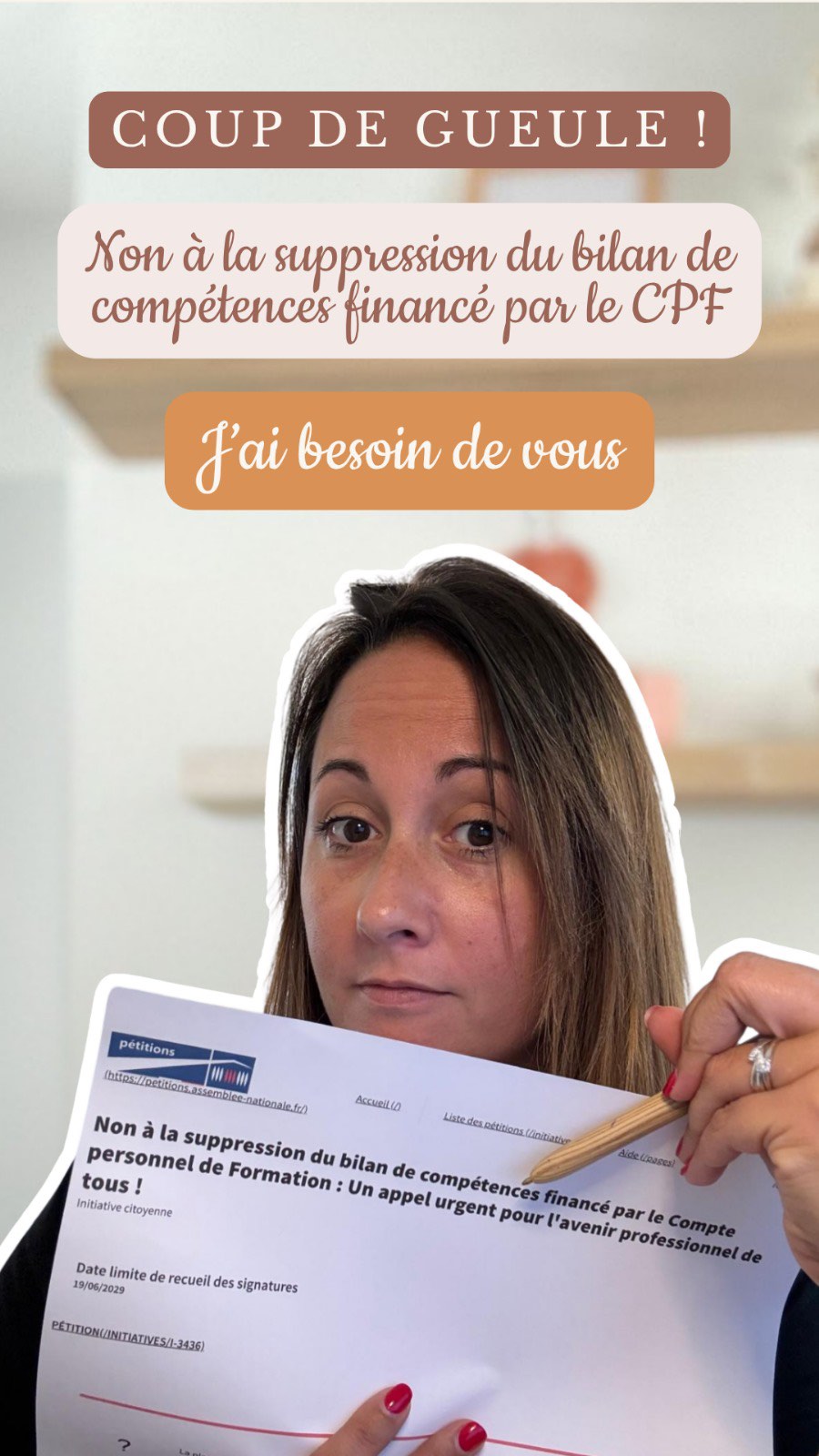 Je ne parle pas souvent politique ici…
Mais aujourd’hui, c’est différent.
Le bilan de compétences, c’est un outil qui a changé ma vie. Et celle de beaucoup d’autres.
Il aide à mieux se connaître, reprendre confiance, trouver sa voie, oser un nouveau départ.
Et pourtant, une nouvelle loi prévoit de supprimer son financement par le CPF dès 2026.
❌ Moins d’accès à la reconversion.
❌ Moins de liberté de choisir un travail aligné.
✍ Si toi aussi tu crois que mieux se connaître devrait rester accessible à tous,
je t’invite à signer la pétition officielle qui se trouve dans le 1er commentaire.
Ensemble, faisons du bruit pour un monde du travail plus humain 💪
Prends soin de toi 🤎
—————————
🙂 Je m'appelle Olivia,
✨ Je suis Coach certifiée en Ikigaï et Transition Professionnelle
👉 Je t’accompagne dans ta (re)découverte de toi-même pour t’aider à façonner une vie perso & pro qui te ressemble
#bilanDeCompétences #CPF #reconversion #trouversonikigai #sensautravail