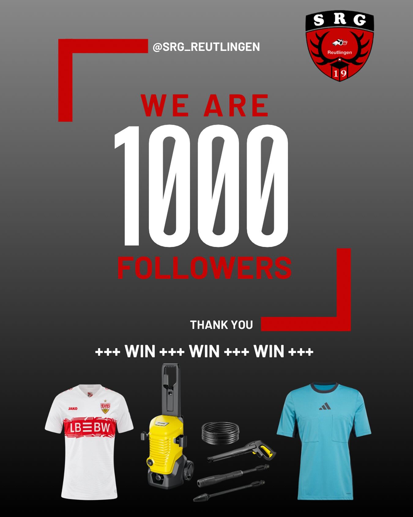 1.000 Follower – mir send sprachlos! 😍
Zeit, Danke! zu saga – und zwar auf Hochdruck 💦
Zamma mit’m Kärchercenter PflüMa verlose mir:
💛 1 Kärcher Hochdruckreiniger
❤️ 1 VfB Stuttgart Trikot (Danke LBBW)
🖤 1 Schiedsrichter-Trikot (Danke @alphasports_rt)
Mitmache isch ganz easy:
👉 Folge @pfluema (und uns 😉)
👉 Like dr Beitrag
👉 Markier jemand, der scho lang mol wieder kärchern sollt 😄
Wenn’d d’Gewinnchance doppelt witt, teil dr Beitrag in dei Story (und markiert uns)! ✌🏼
Das Gewinnspiel endet am 08.11.25 um 23:59 Uhr.
Die Gewinner werden via DM benachrichtigt.
Meta steht in keinerlei Verbindung mit dem Gewinnspiel.
#srgreutlingen #wfv #dfbschiris #schiedsrichter #1000followers #respektfürdenschiedsrichter #Gewinnspiel #KärcherPower #kärchern #kärcher #kehrwochischimmer #VfB #MirSindSchiri #fussball