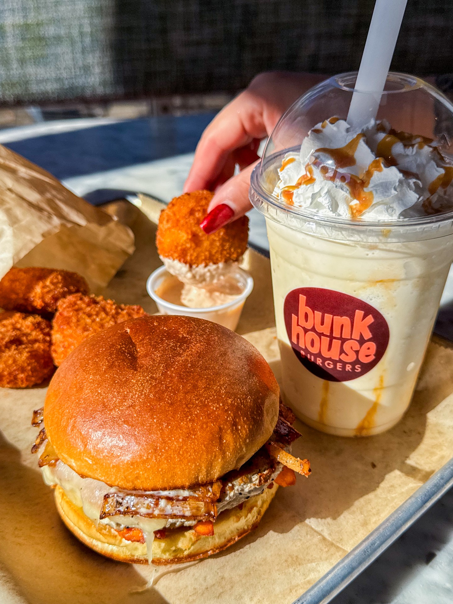 🍂🍔 November’s here! And we’re rolling out comfort burgers & shakes. Swing by and dig into these limited-time fall faves before they’re gone!
The Gobbler | 8.50
house turkey patty on a brioche bun with cranberry chutney, sweet potato fries, fried onions, herbed mayo & monterey jack
Caramel Apple Shake | 7
vanilla soft serve blended with cinnamon apple compote & salted caramel