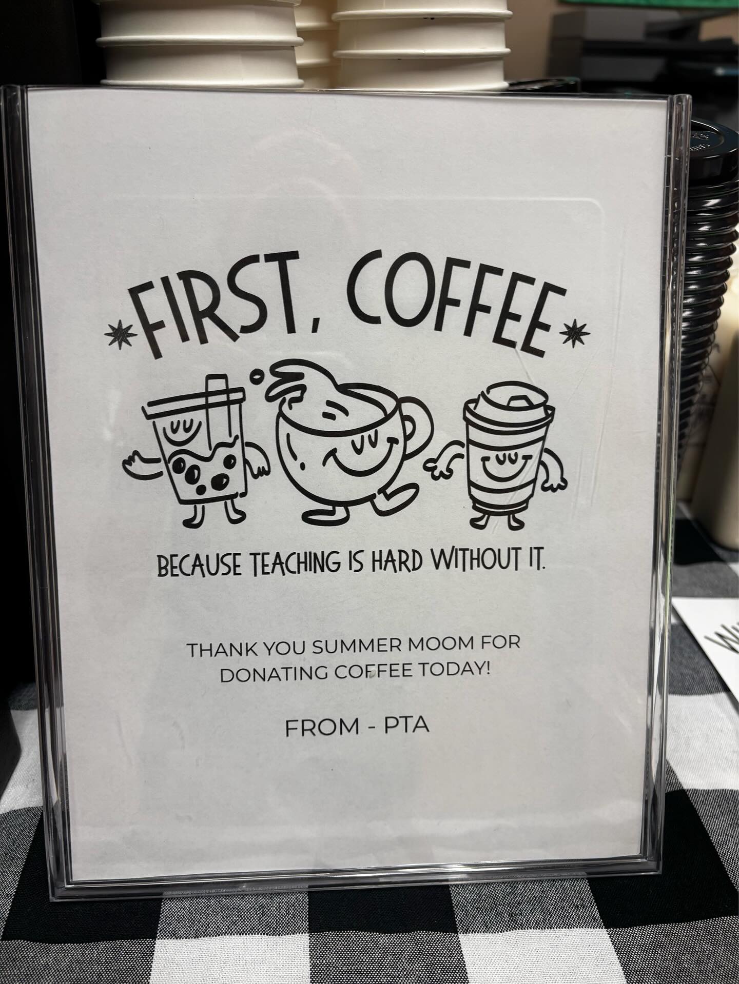 Coffee treat for teachers and staff! Summer Moon donated the coffee! #teacherappreciation #summermooncoffee