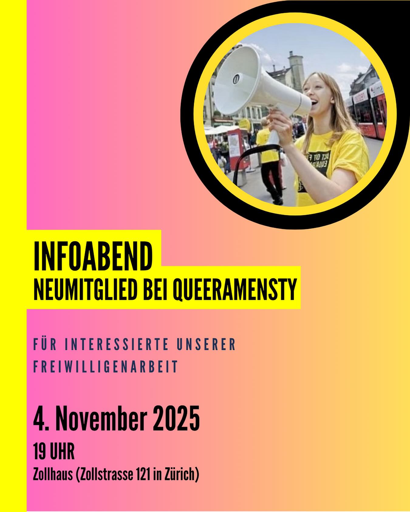 Du willst dich für Menschenrechte & queere Anliegen einsetzen? Du hast Lust queere Geflüchtete zu begleiten und zu unterstützen? 🏳️🌈💪🏼
Dann ist jetzt der perfekte Moment!
Queeramnesty Schweiz lädt ein zum nächsten Infoabend für Neumitglieder – egal ob du aktiv mitgestalten oder passiv unterstützen willst, wir freuen uns auf dich!
Wann?
🗓️ 4. November 2025
🕖 19:00 Uhr
Wo?
📍 Zollhaus, Zollstrasse 121, Zürich
Lerne uns kennen, erfahre mehr über unsere Freiwilligenarbeit und finde heraus, wie auch du Teil unserer Bewegung werden kannst!
Gemeinsam für Menschenrechte – laut & sichtbar!
Anmeldung & Fragen:
✉️ Schreib uns eine DM.
#QueerRights #LGBTQIA+ #LoveIsLove #Pride #RainbowFamily #VisibilityMatters #AsylumForAll #RefugeeRights #ProtectRefugees #SafeHaven #NoBorders #HumanRights #Activism #instagood #FightForEquality #EndDiscrimination #StandUpForRights #SwissActivism #love #QueerSwitzerland #ZurichPride #YouAreNotAlone #TogetherWeRise #CommunityLove #Solidarity #HopeForTheFuture #QueerAmnesty #ChangeMakers #NonProfit #supportqueeryouth